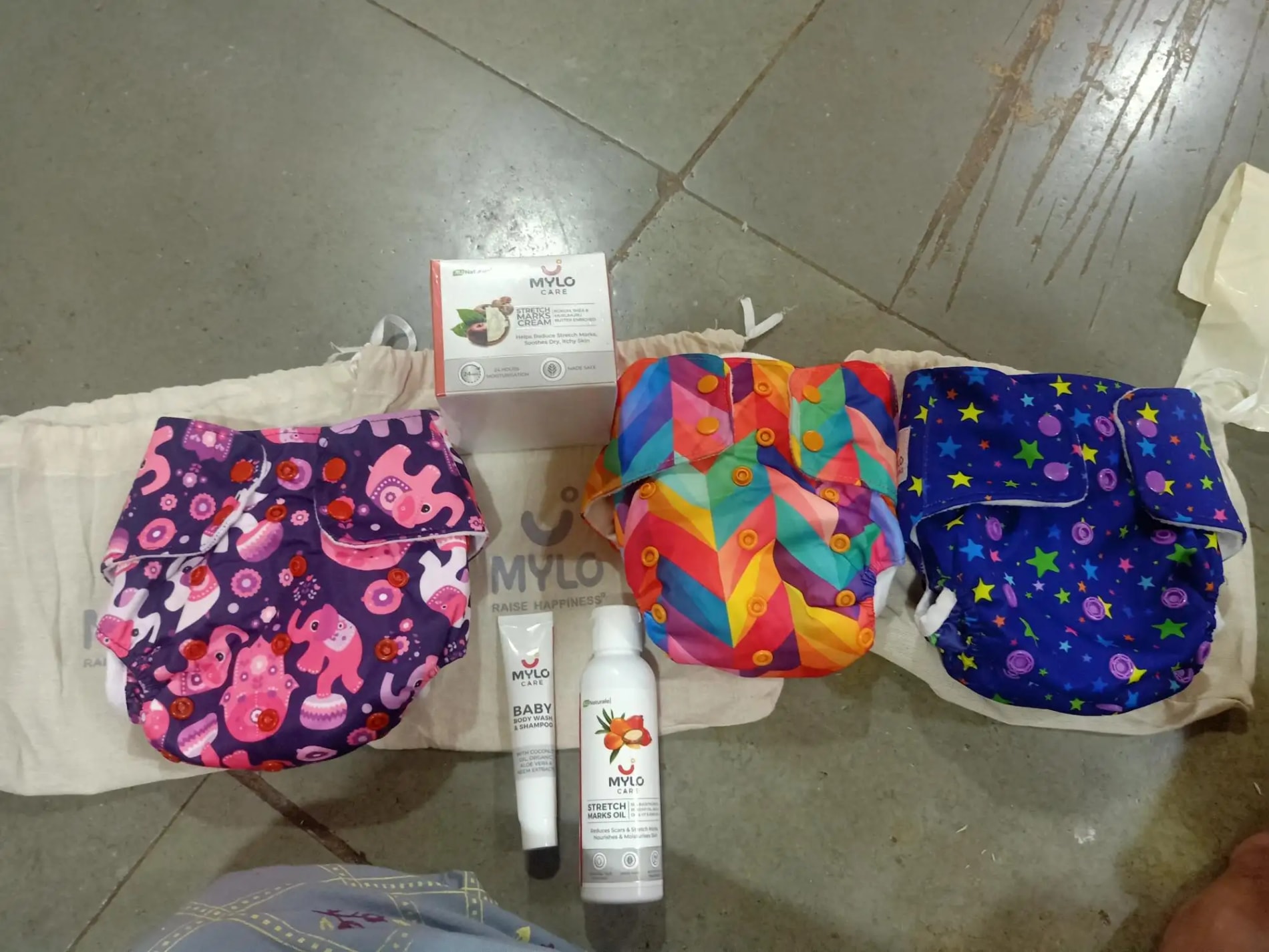 Adjustable Washable & Reusable Cloth Diaper With Absorbent Insert Pad (3M-3Y) | Oeko-Tex Certified - Rainbow, Floral Spring & Heart Doodles