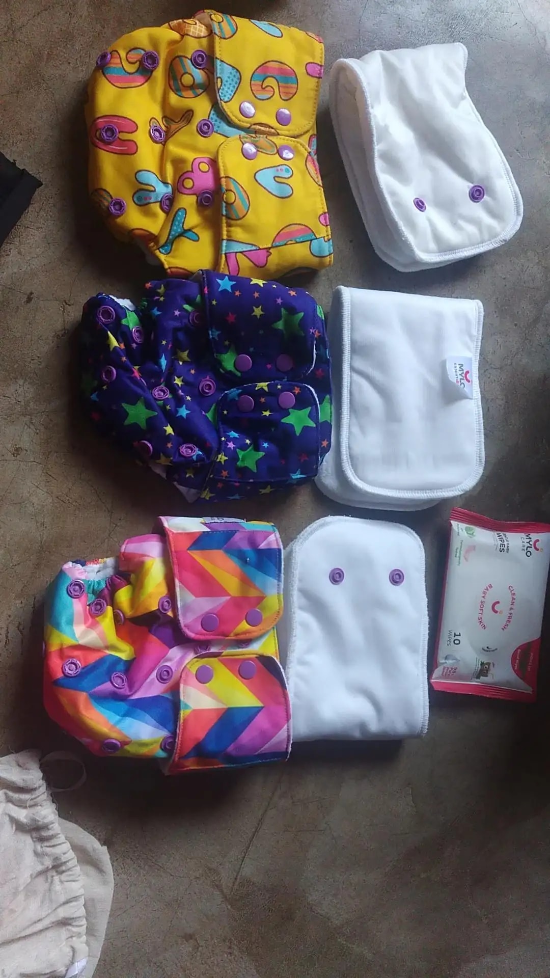 Adjustable Washable & Reusable Cloth Diaper With Absorbent Insert Pad (3M-3Y) | Oeko-Tex Certified - Rainbow, Floral Spring & Heart Doodles