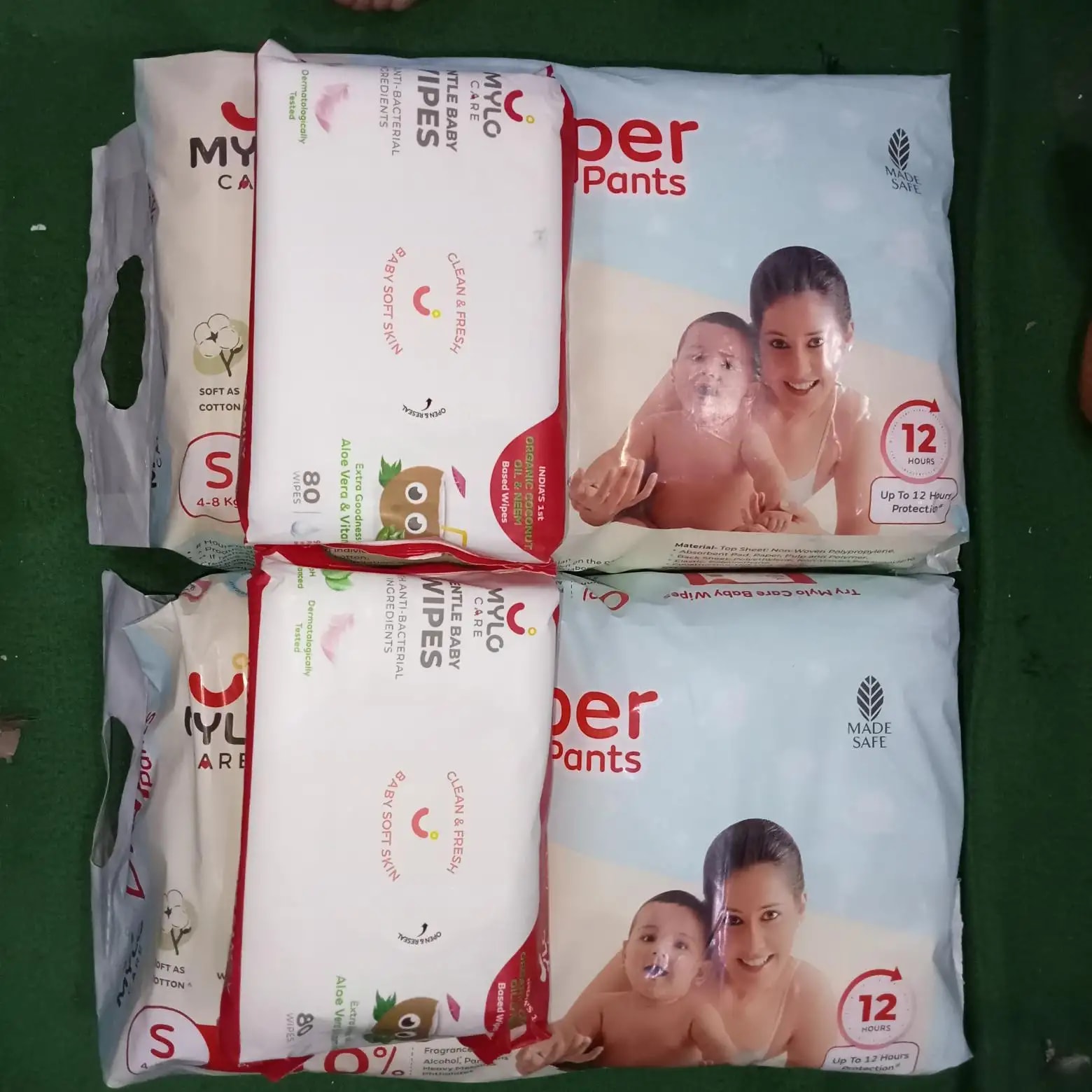 Monthly Diapering Super Saver Combo - Baby Diaper Pants Small (S) - (84 count) + Baby Wipes (Pack of 2)