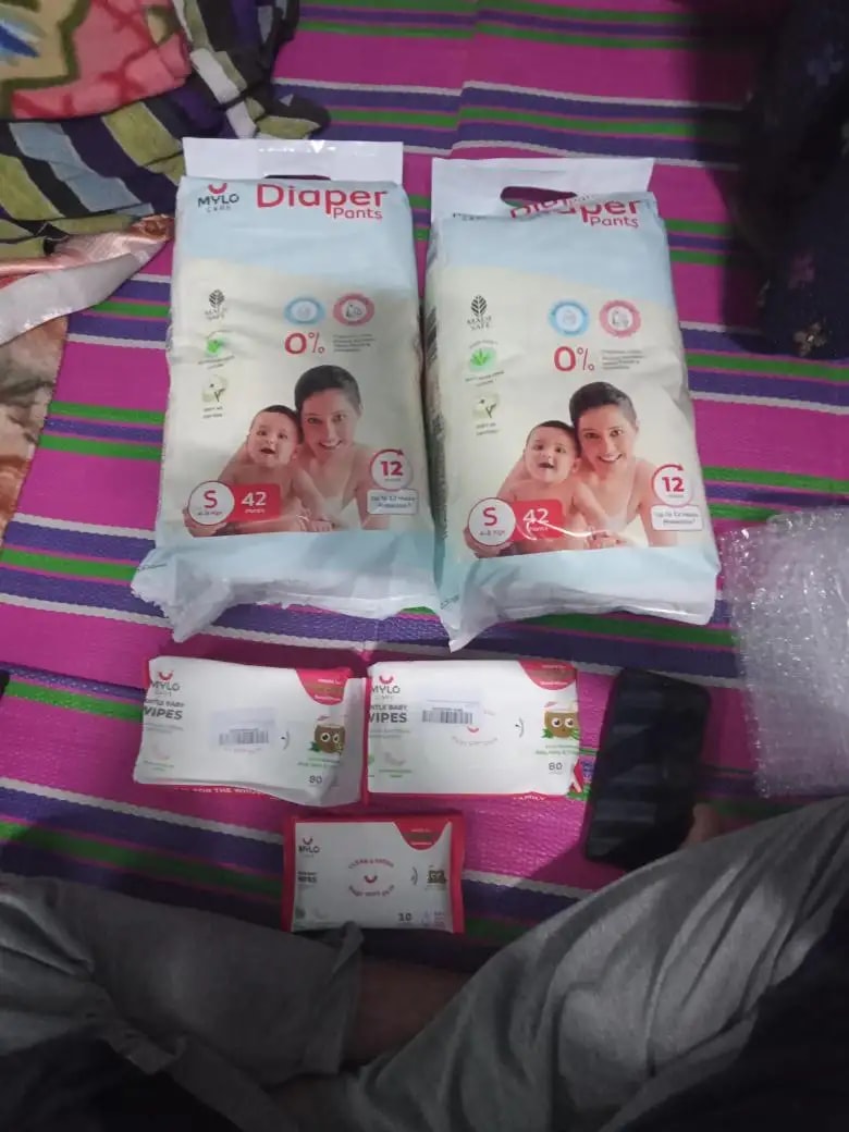 Monthly Diapering Super Saver Combo - Baby Diaper Pants Small (S) - (84 count) + Baby Wipes (Pack of 2)