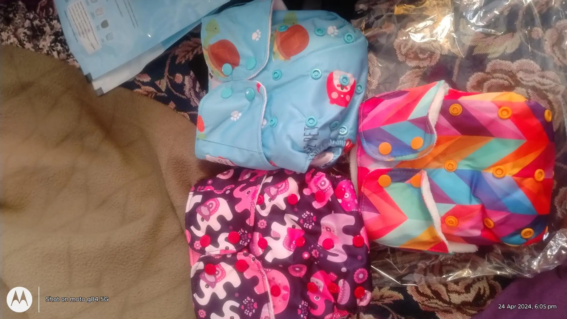Adjustable Washable & Reusable Cloth Diaper With Absorbent Insert Pad (3M-3Y) | Oeko-Tex Certified - Rainbow, Floral Spring & Heart Doodles