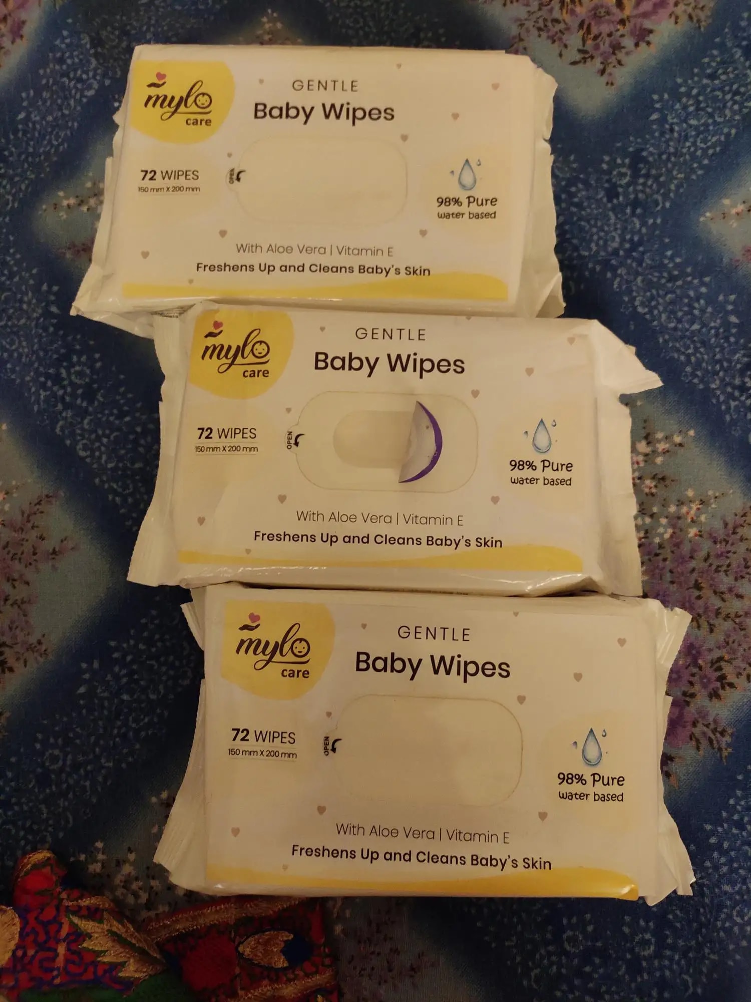 Gentle Baby Wipes With Lid - Organic Coconut Oil, Neem, Aloe Vera and Vitamin E | 98% Pure Water | Dermatologically Tested (Pack of 6) - 72 Wipes Per Pack