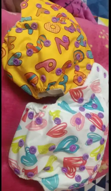 Adjustable Washable & Reusable Cloth Diaper With Absorbent Insert Pad (3M-3Y) | Oeko-Tex Certified - Rainbow, Floral Spring & Heart Doodles