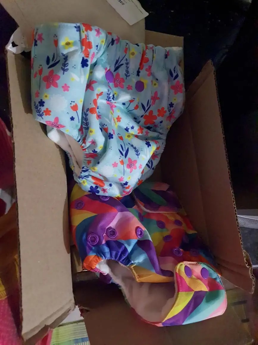 Adjustable Washable & Reusable Cloth Diaper With Absorbent Insert Pad (3M-3Y) | Oeko-Tex Certified - Rainbow, Floral Spring & Heart Doodles