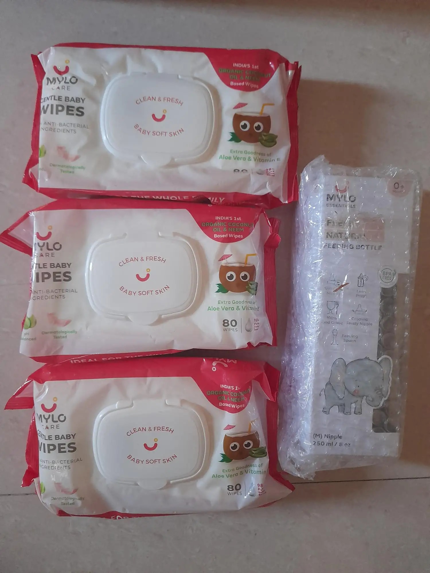 Gentle Baby Wipes With Lid - Organic Coconut Oil, Neem, Aloe Vera and Vitamin E | 98% Pure Water | Dermatologically Tested (Pack of 6) - 72 Wipes Per Pack