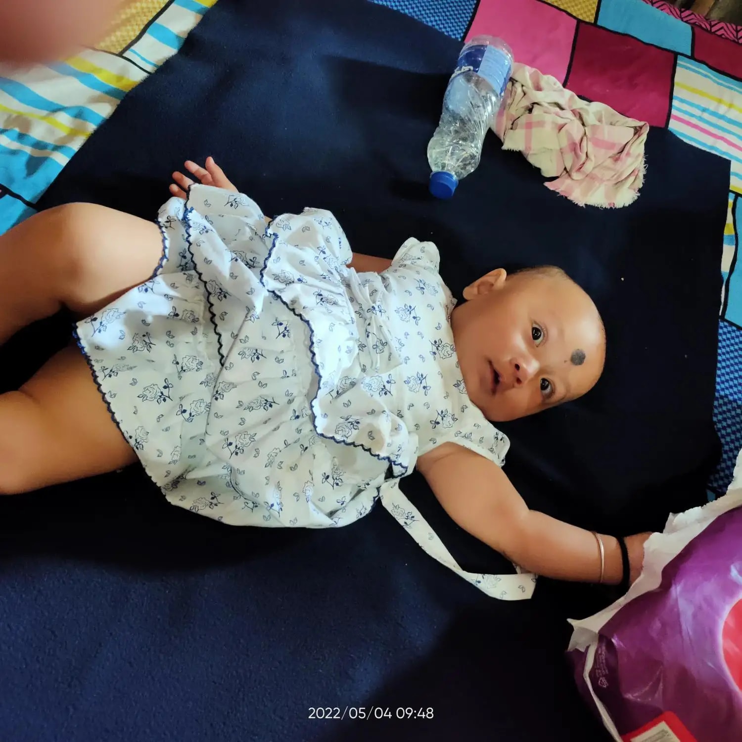 Waterproof Extra Absorbent Baby Dry Sheet & Bed Protector | Guards Against Spills, Stains & Nappy Leaks | Foldable & Portable - Navy Blue - M