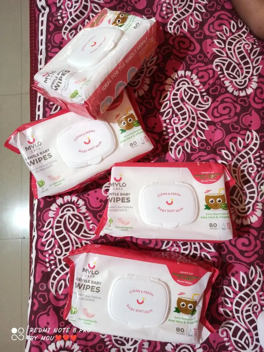 Gentle Baby Wipes With Lid - Organic Coconut Oil, Neem, Aloe Vera and Vitamin E | 98% Pure Water | Dermatologically Tested (Pack of 6) - 72 Wipes Per Pack