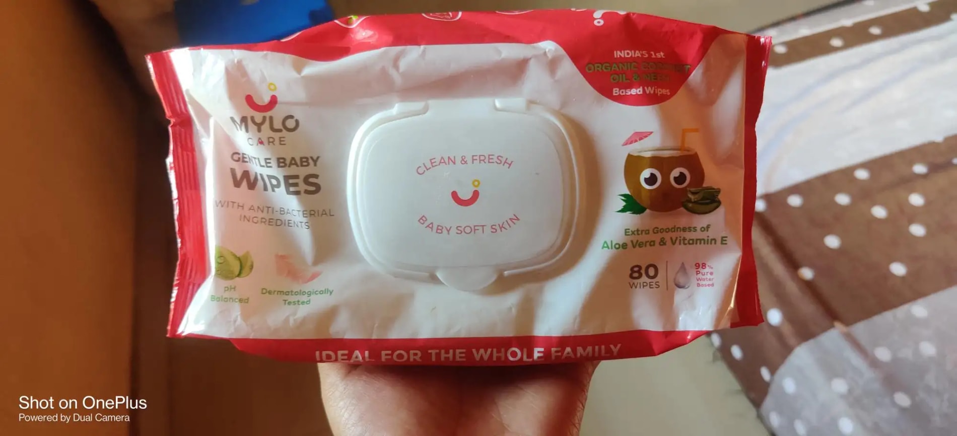 Gentle Baby Wipes With Lid - Organic Coconut Oil, Neem, Aloe Vera and Vitamin E | 98% Pure Water | Dermatologically Tested (Pack of 6) - 72 Wipes Per Pack