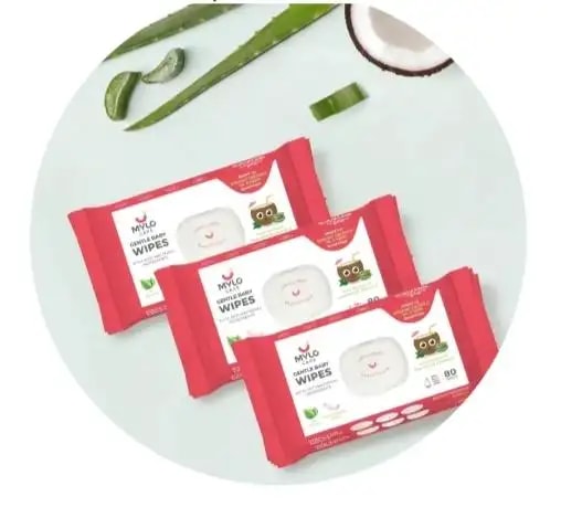 Gentle Baby Wipes With Lid - Organic Coconut Oil, Neem, Aloe Vera and Vitamin E | 98% Pure Water | Dermatologically Tested (Pack of 6) - 72 Wipes Per Pack