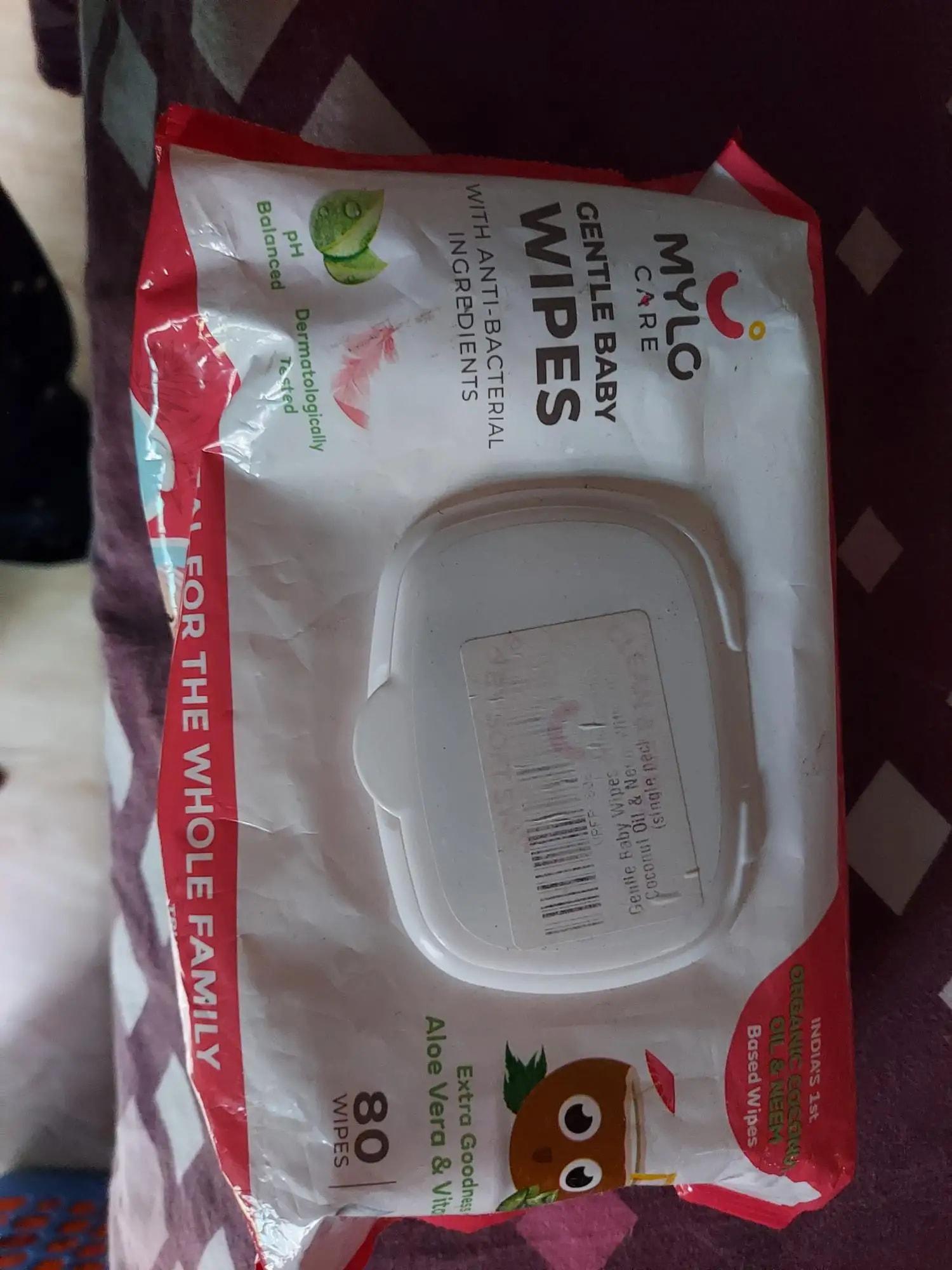 Gentle Baby Wipes With Lid - Organic Coconut Oil, Neem, Aloe Vera and Vitamin E | 98% Pure Water | Dermatologically Tested (Pack of 6) - 72 Wipes Per Pack