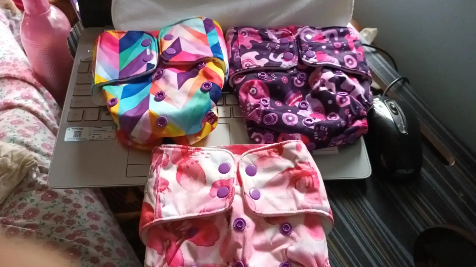 Adjustable Washable & Reusable Cloth Diaper With Absorbent Insert Pad (3M-3Y) | Oeko-Tex Certified - Rainbow, Floral Spring & Heart Doodles