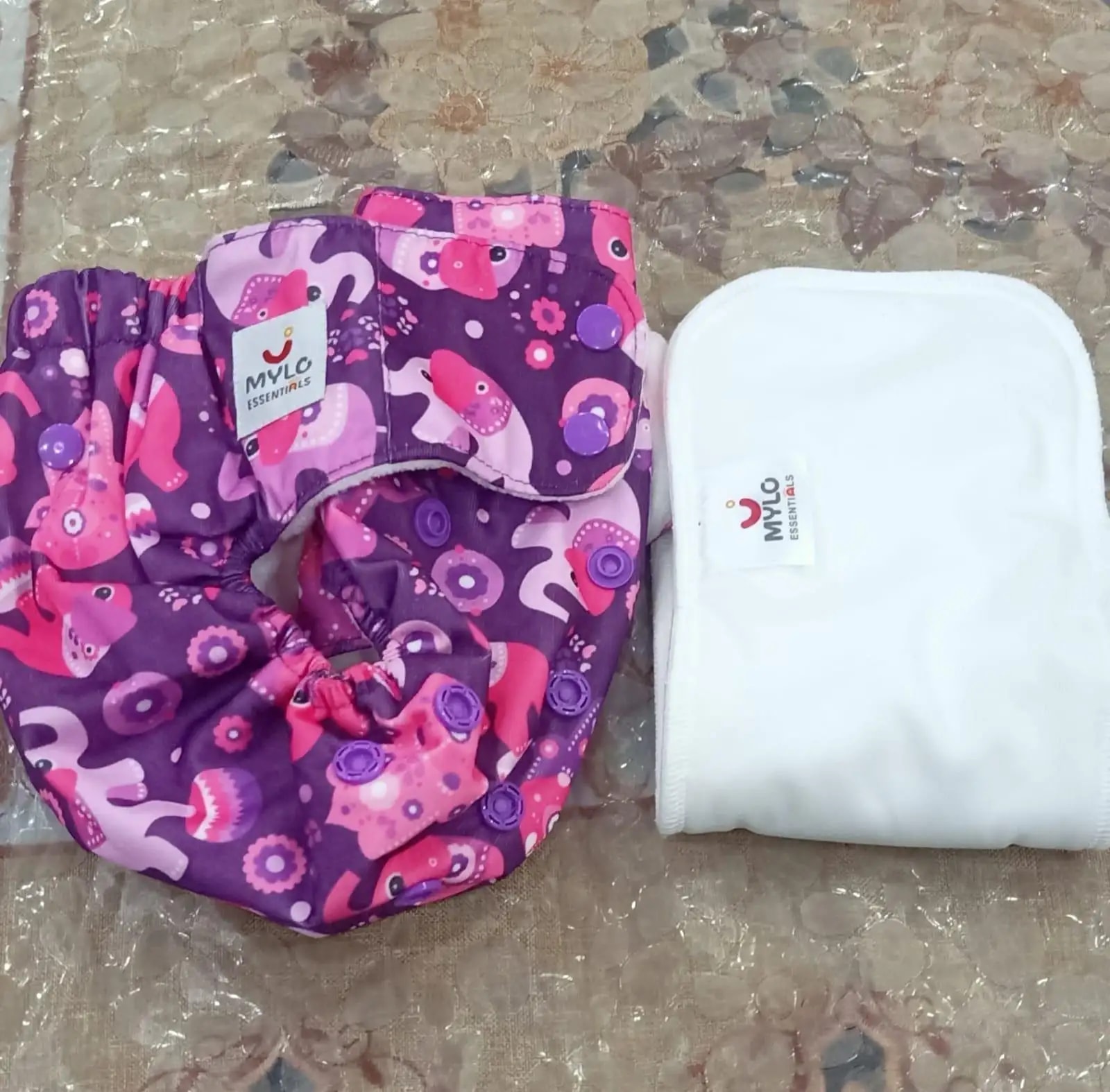 Adjustable Washable & Reusable Cloth Diaper With Absorbent Insert Pad (3M-3Y) | Oeko-Tex Certified - Rainbow, Floral Spring & Heart Doodles