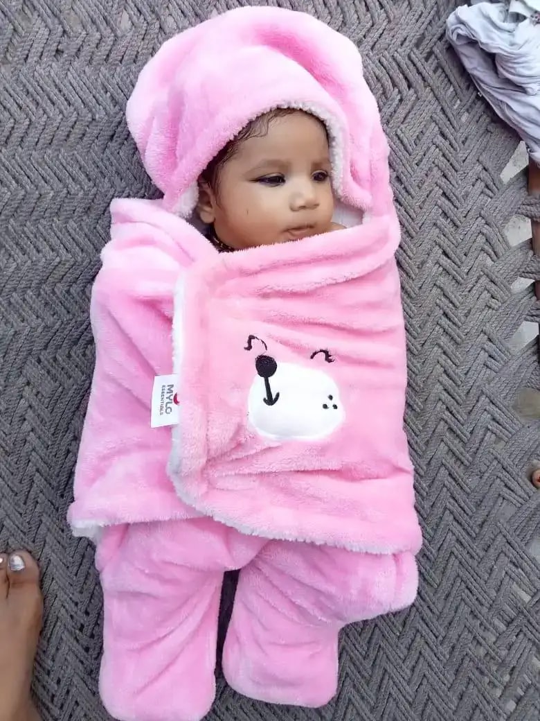 Baby Wrapper for New Born | Baby Swaddling Wrapper | 4-in-1 All Season AC Blanket cum Sleeping Bag for Baby 0-6 Months - Light Pink & Mint Green
