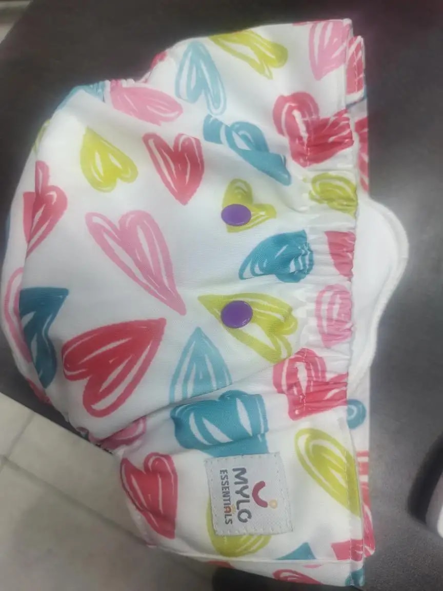 Adjustable Washable & Reusable Cloth Diaper With Absorbent Insert Pad (3M-3Y) | Oeko-Tex Certified - Rainbow, Floral Spring & Heart Doodles