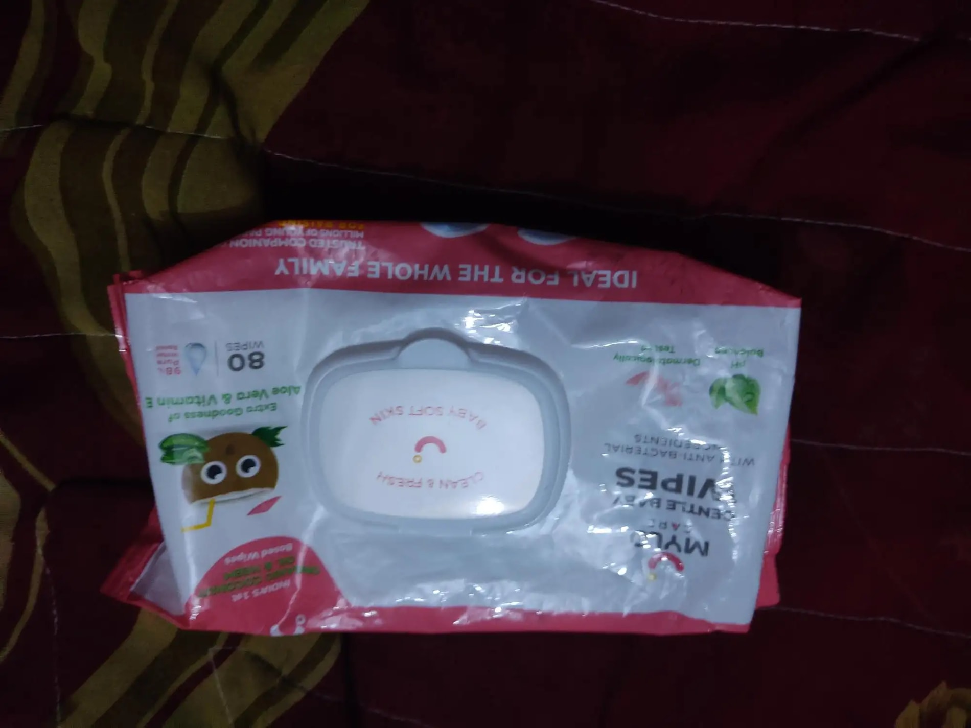 Gentle Baby Wipes With Lid - Organic Coconut Oil, Neem, Aloe Vera and Vitamin E | 98% Pure Water | Dermatologically Tested (Pack of 6) - 72 Wipes Per Pack