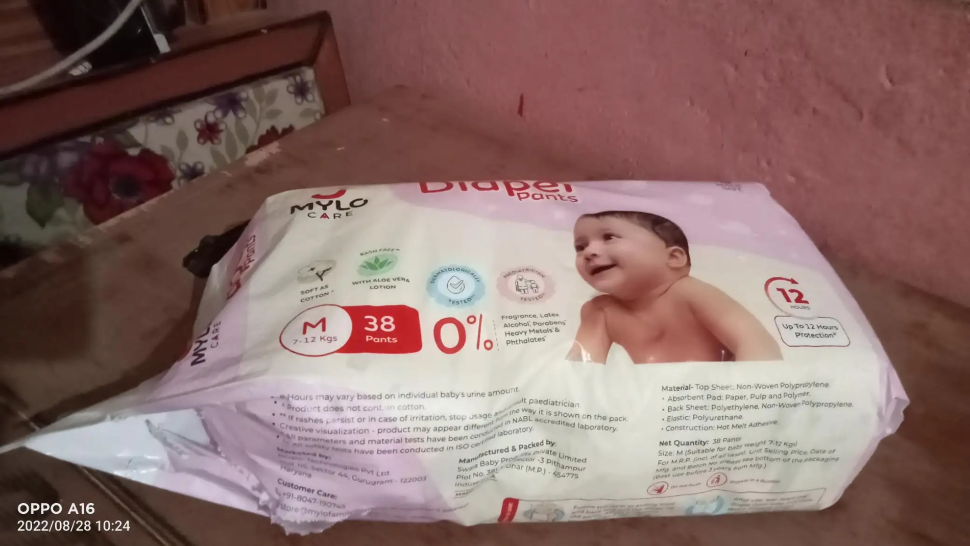 Mylo Baby New Born Diaper Pants | Up to 5Kgs | with Wetness Indicator | 92 Count