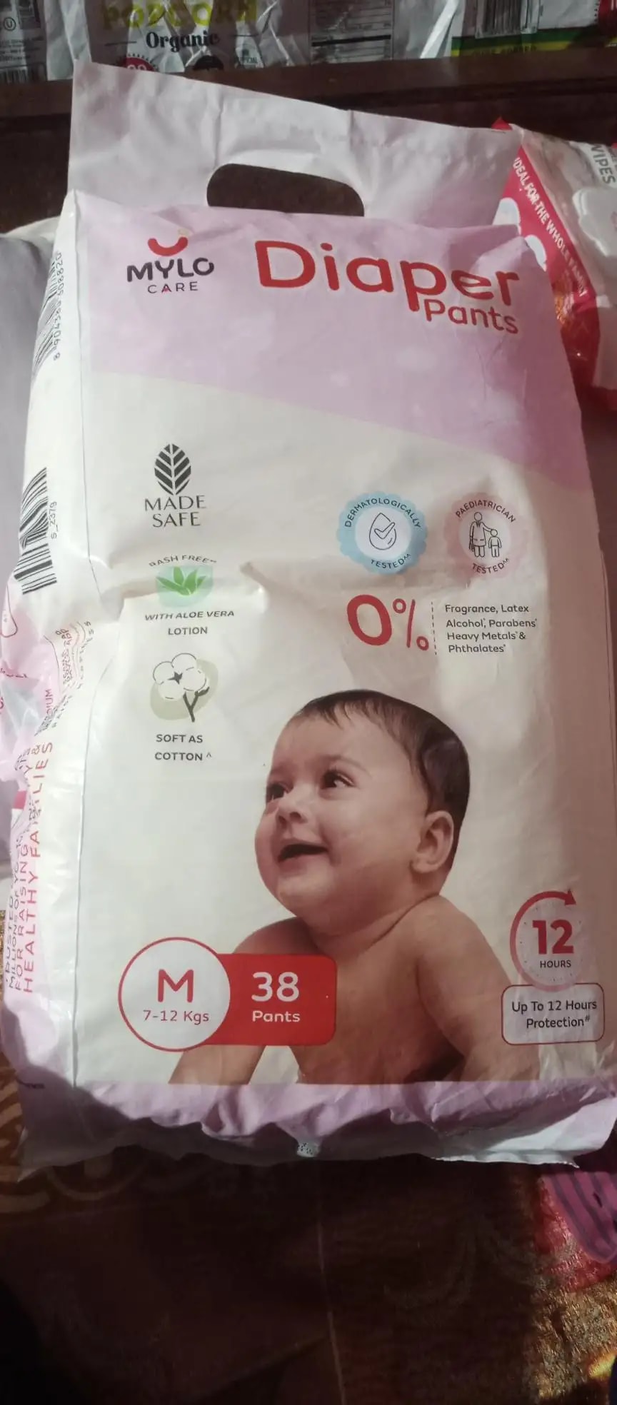 Mylo Baby New Born Diaper Pants | Up to 5Kgs | with Wetness Indicator | 92 Count