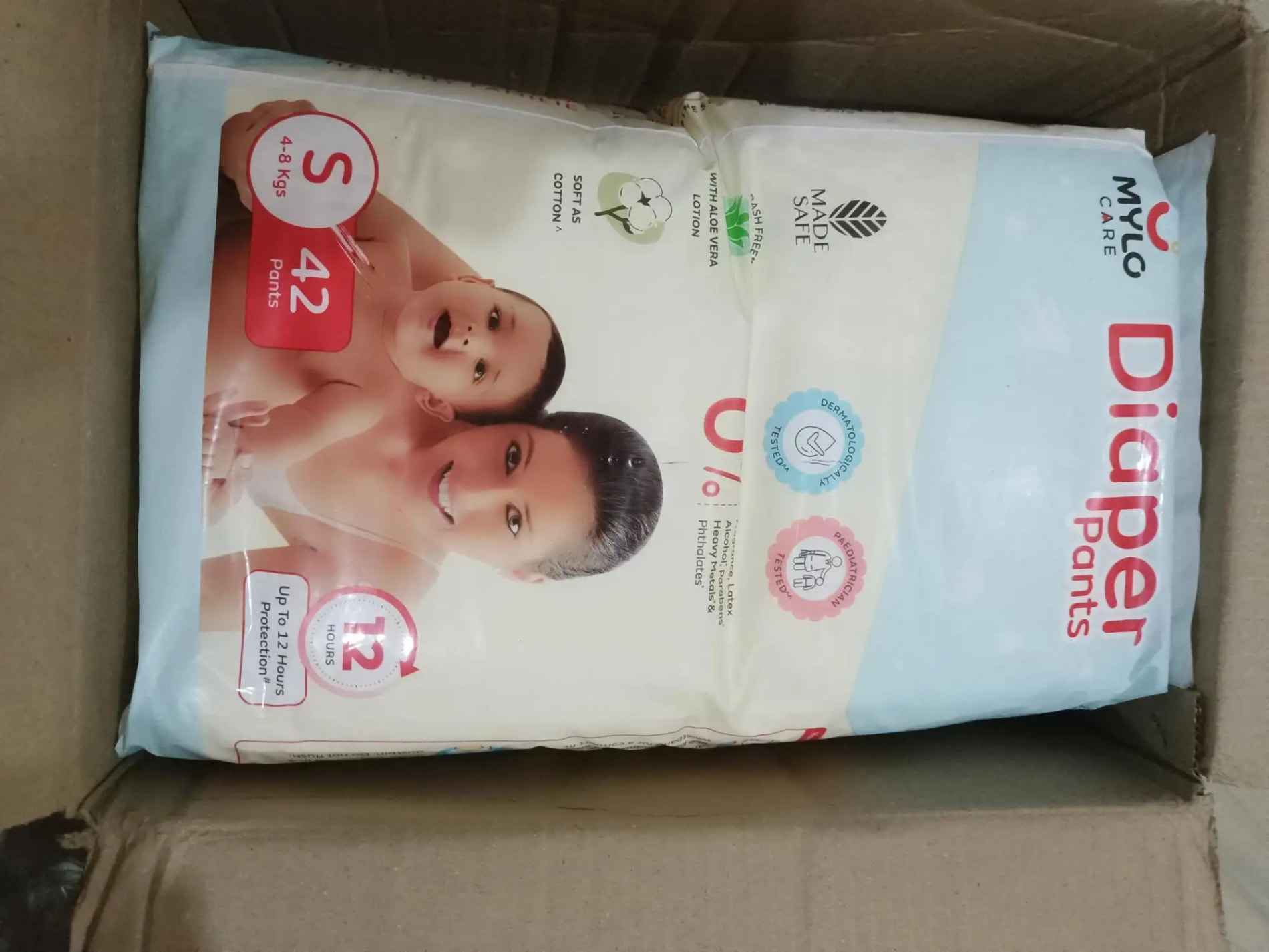 Mylo Baby New Born Diaper Pants | Up to 5Kgs | with Wetness Indicator | 92 Count