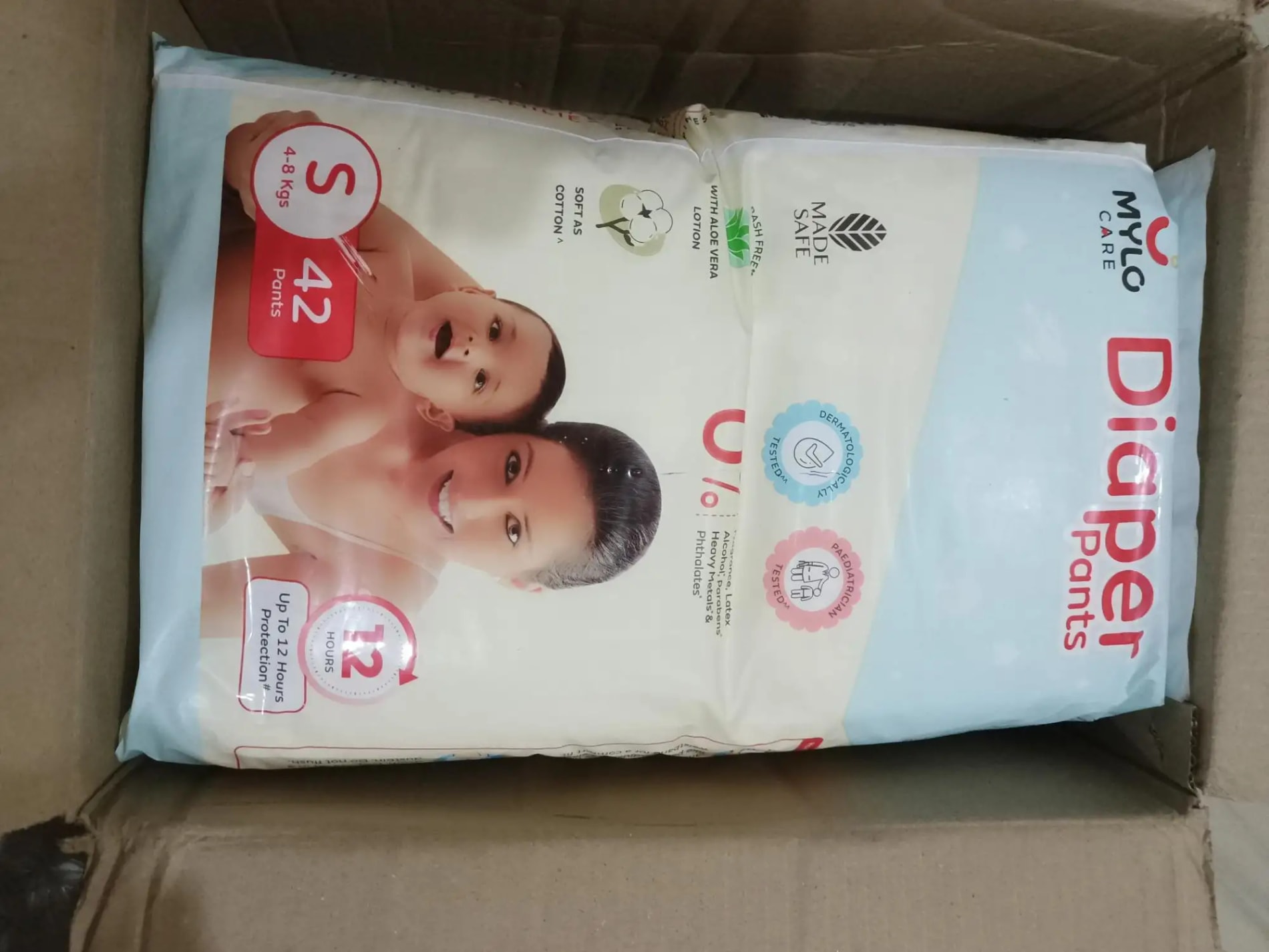 Mylo Baby New Born Diaper Pants | Up to 5Kgs | with Wetness Indicator | 92 Count