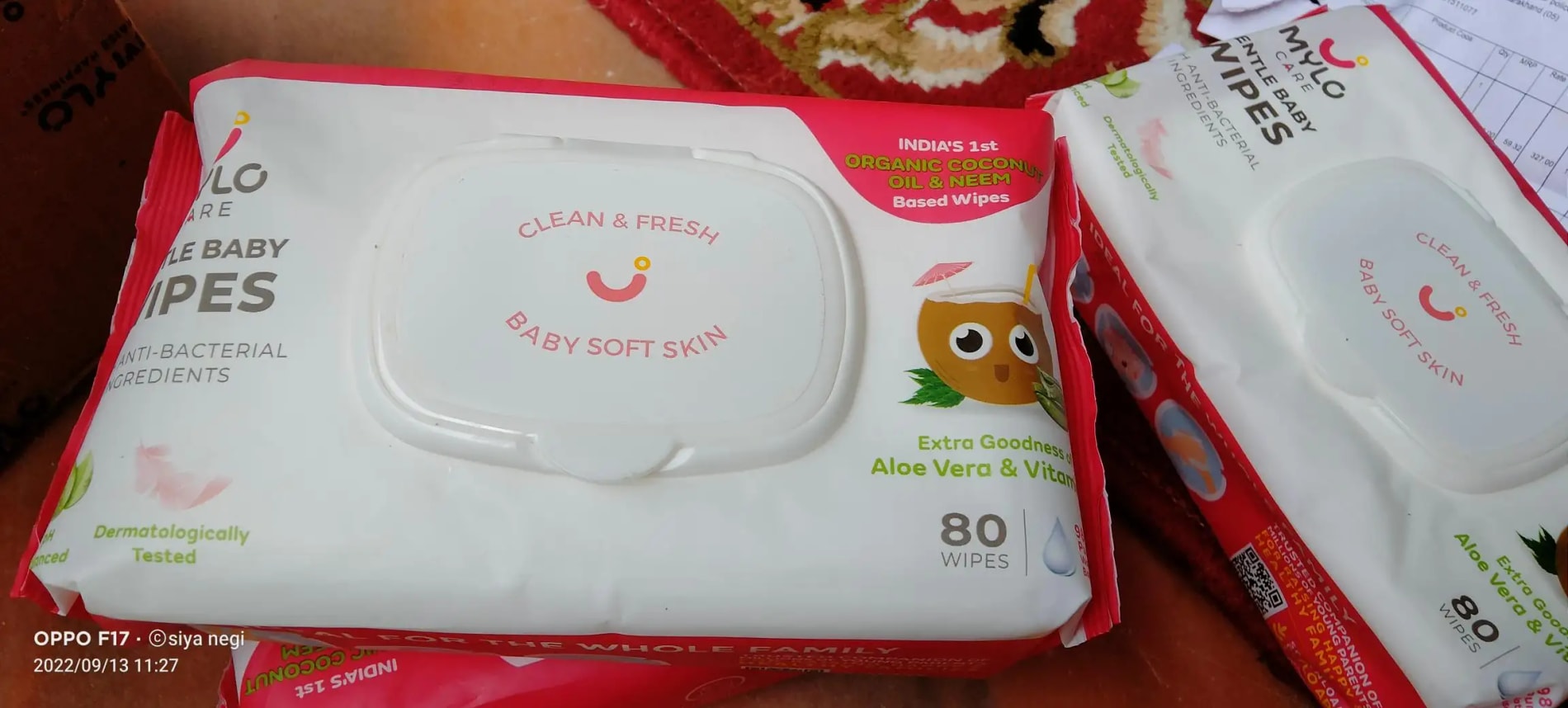 Gentle Baby Wipes With Lid - Organic Coconut Oil, Neem, Aloe Vera and Vitamin E | 98% Pure Water | Dermatologically Tested (Pack of 6) - 72 Wipes Per Pack