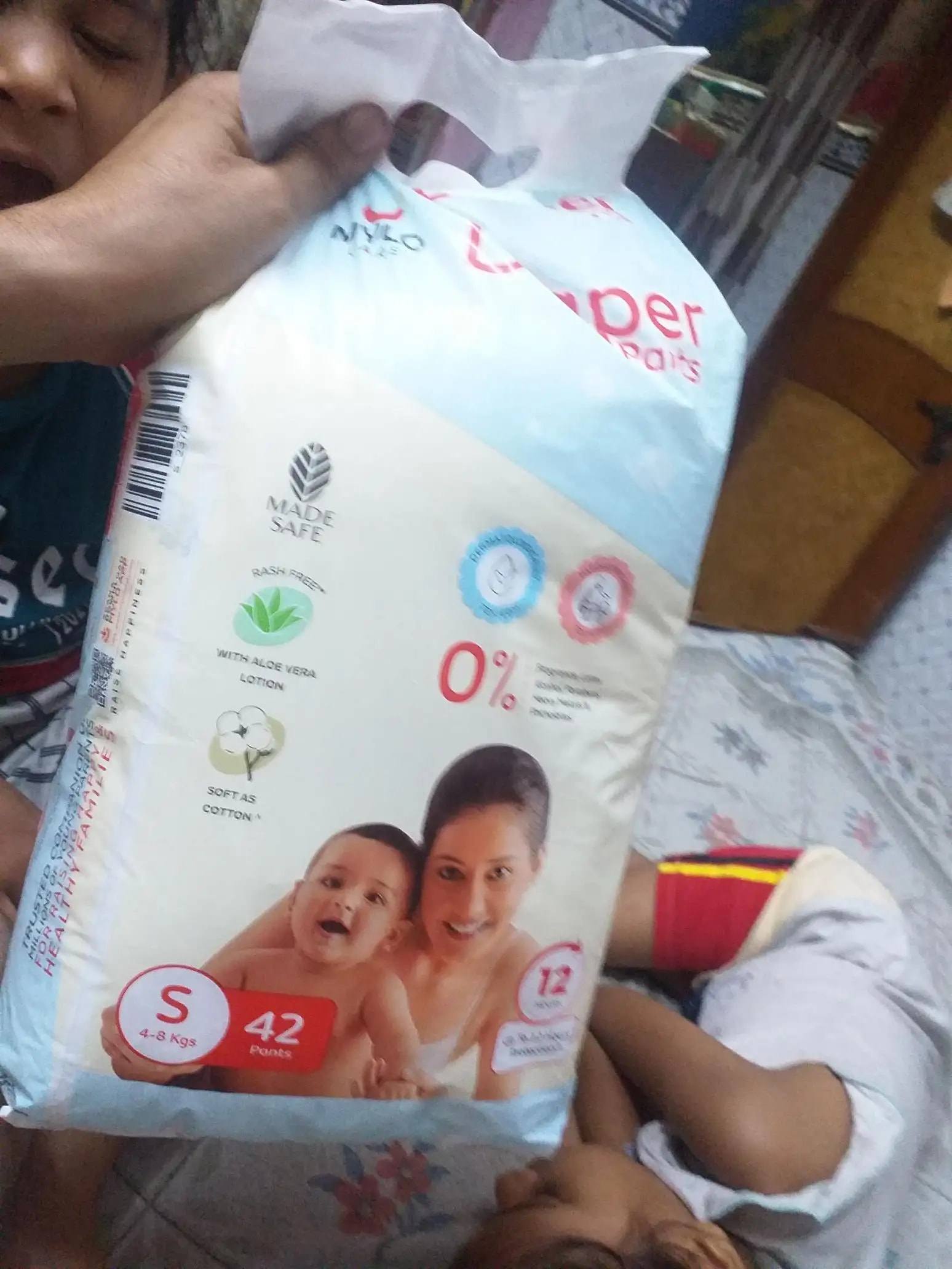 Mylo Baby New Born Diaper Pants | Up to 5Kgs | with Wetness Indicator | 92 Count