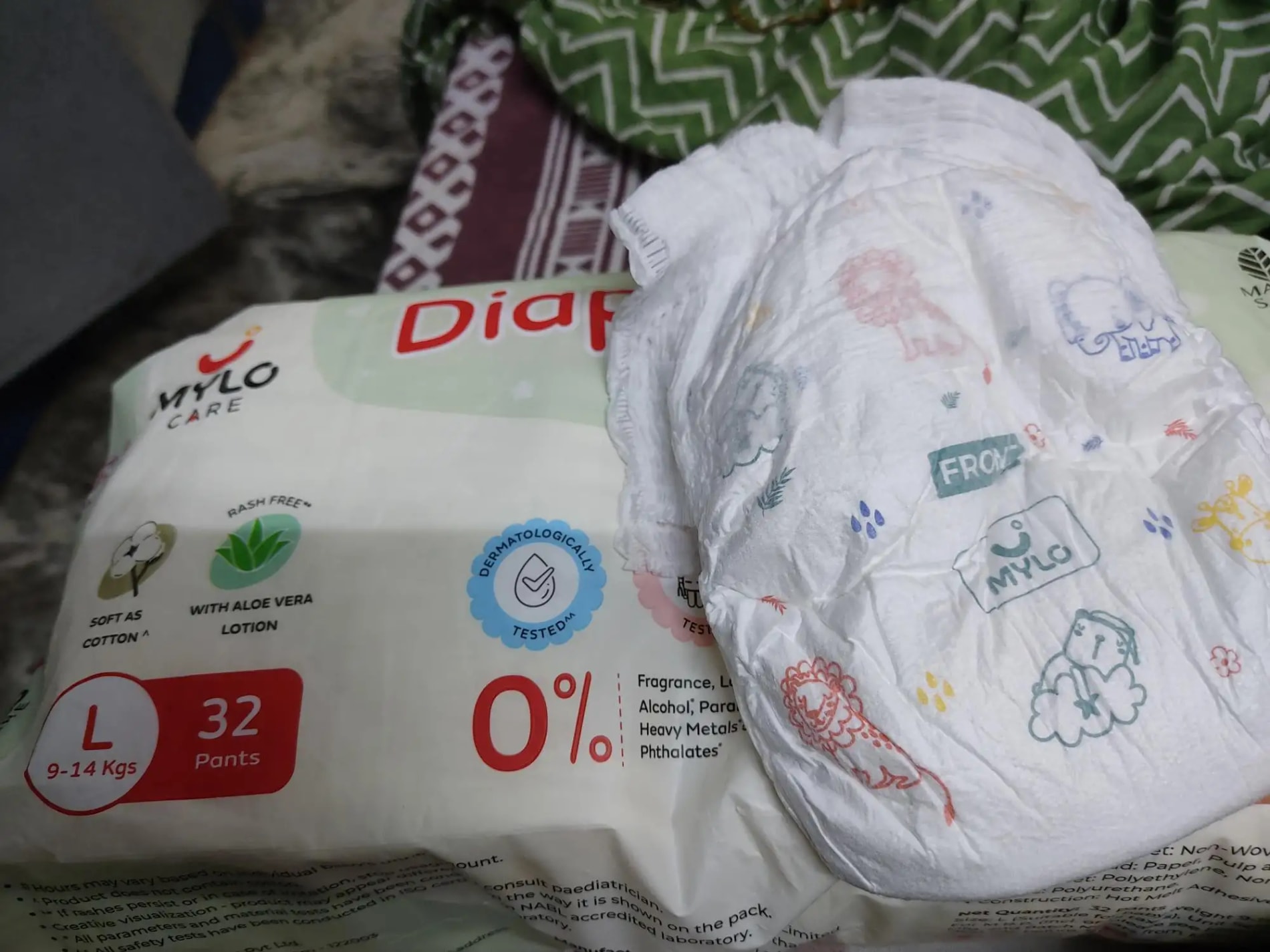 Mylo Baby New Born Diaper Pants | Up to 5Kgs | with Wetness Indicator | 92 Count