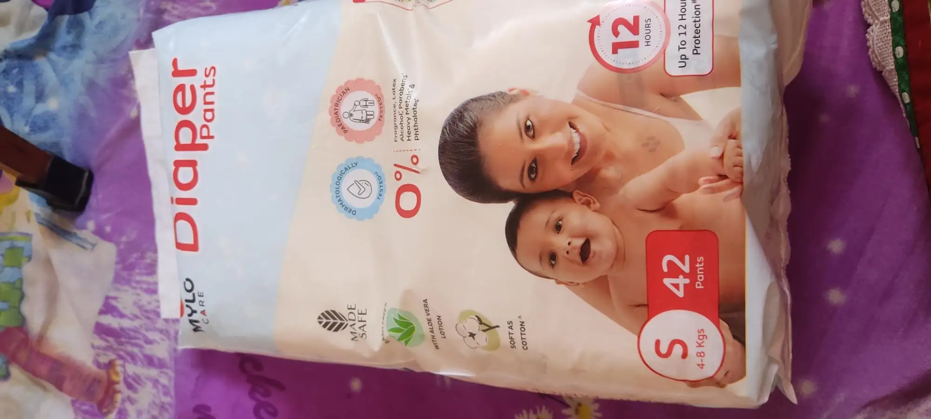 Mylo Baby New Born Diaper Pants | Up to 5Kgs | with Wetness Indicator | 92 Count