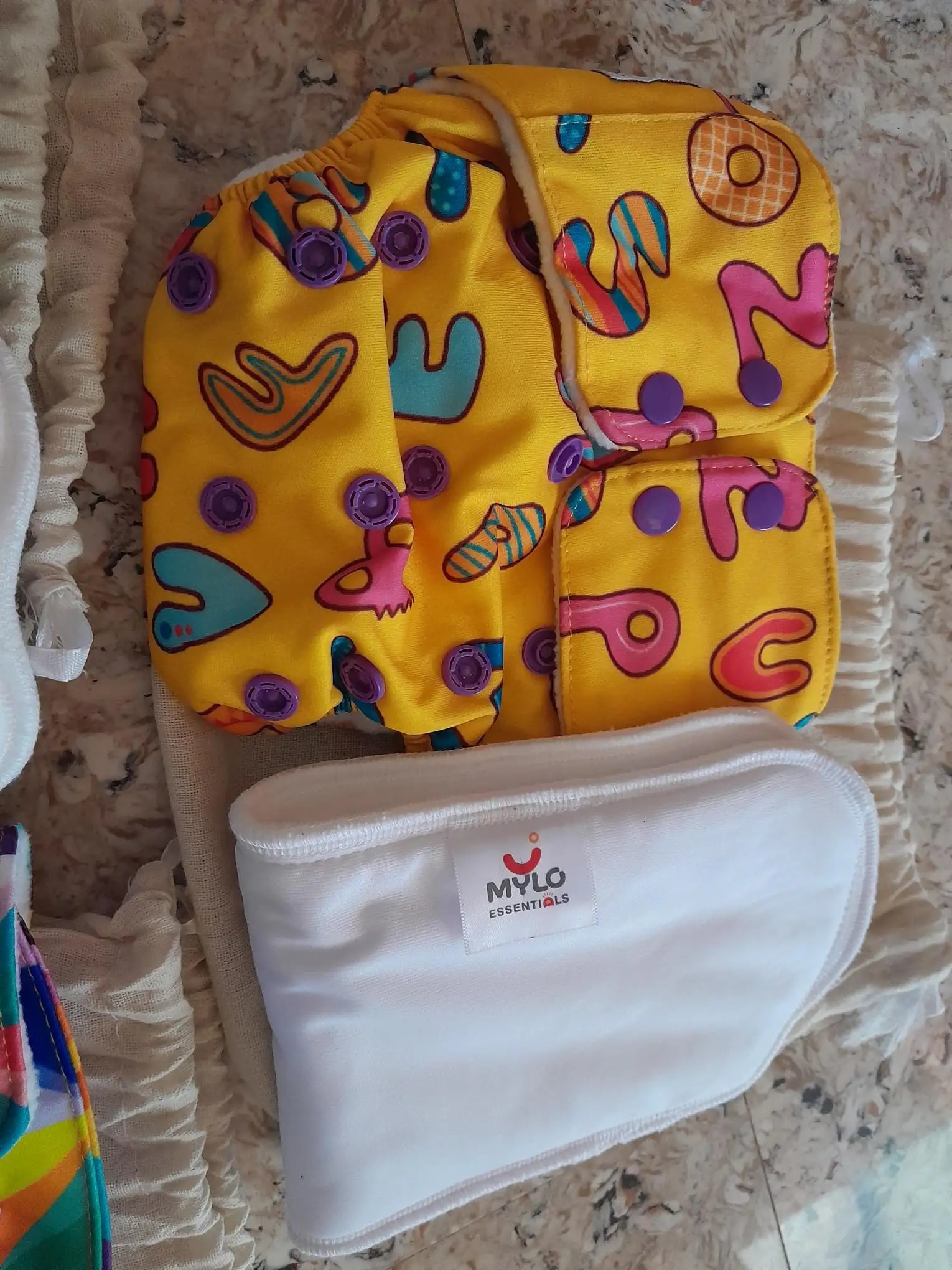 Adjustable Washable & Reusable Cloth Diaper With Absorbent Insert Pad (3M-3Y) | Oeko-Tex Certified - Rainbow, Floral Spring & Heart Doodles