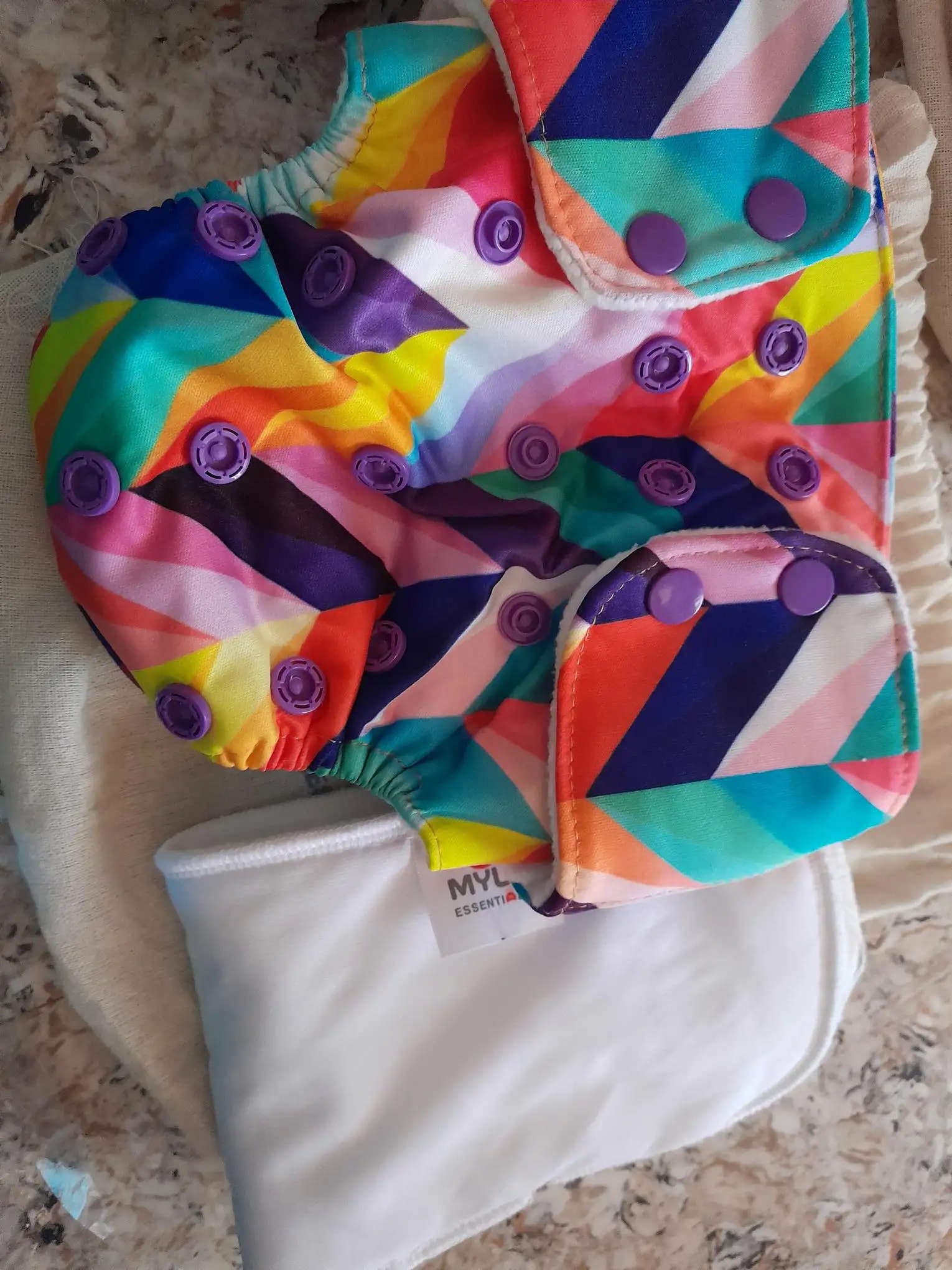 Adjustable Washable & Reusable Cloth Diaper With Absorbent Insert Pad (3M-3Y) | Oeko-Tex Certified - Rainbow, Floral Spring & Heart Doodles