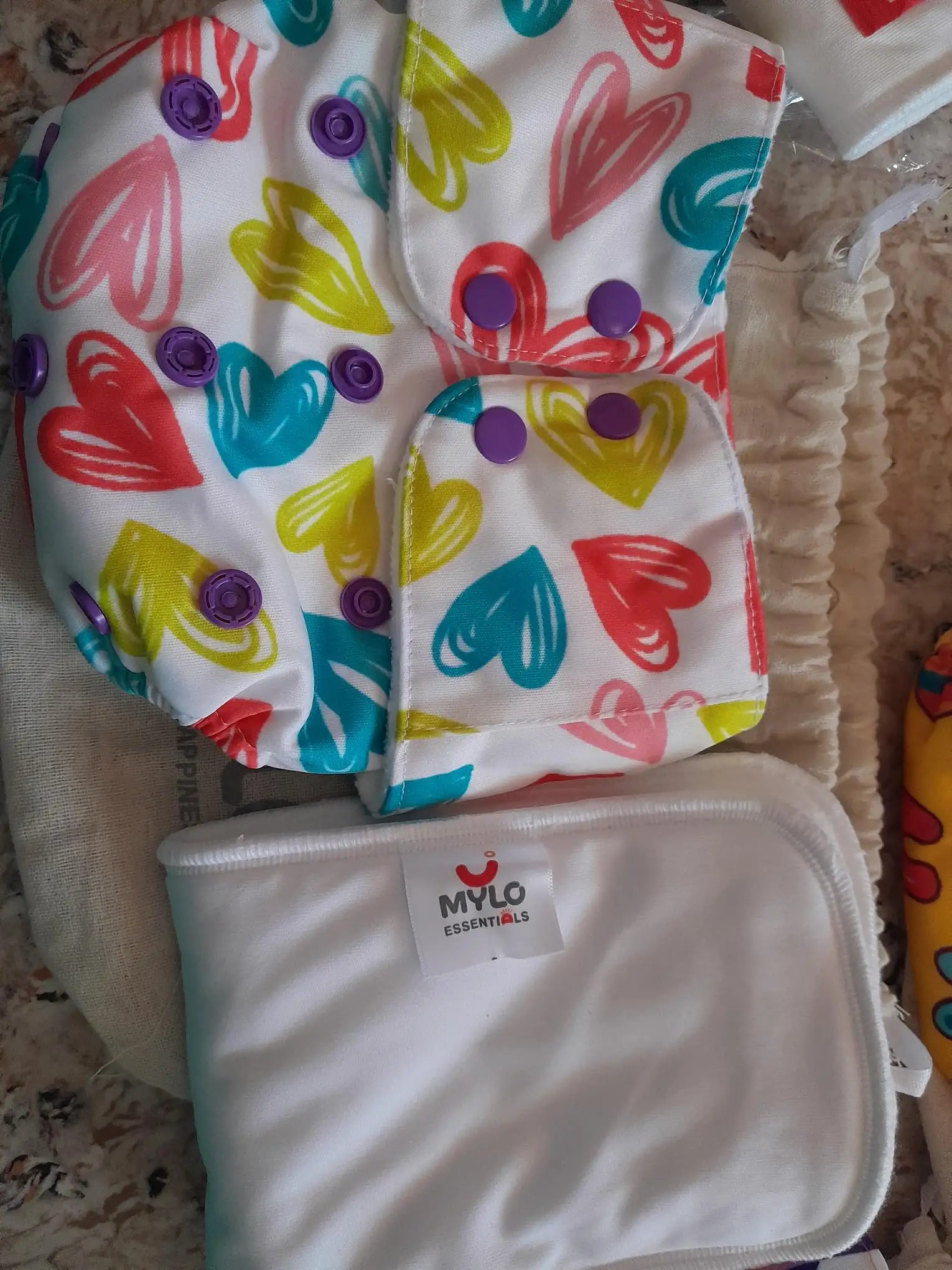 Adjustable Washable & Reusable Cloth Diaper With Absorbent Insert Pad (3M-3Y) | Oeko-Tex Certified - Rainbow, Floral Spring & Heart Doodles