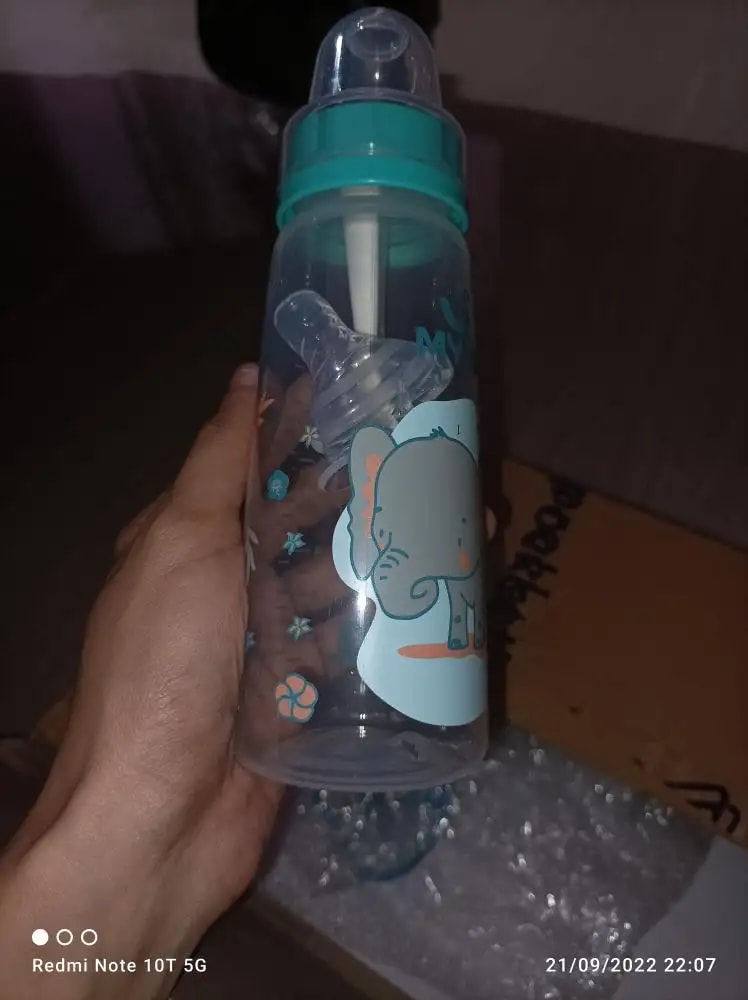 2-in-1 Baby Feeding Bottle | BPA Free with Anti-Colic Nipple & Spoon | Easy Flow Neck Design - Lion & Giraffe 125ml & 250ml