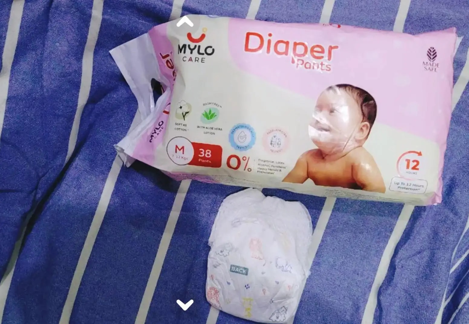 Mylo Baby New Born Diaper Pants | Up to 5Kgs | with Wetness Indicator | 92 Count