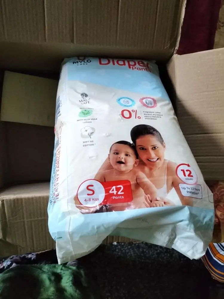 Mylo Baby New Born Diaper Pants | Up to 5Kgs | with Wetness Indicator | 92 Count