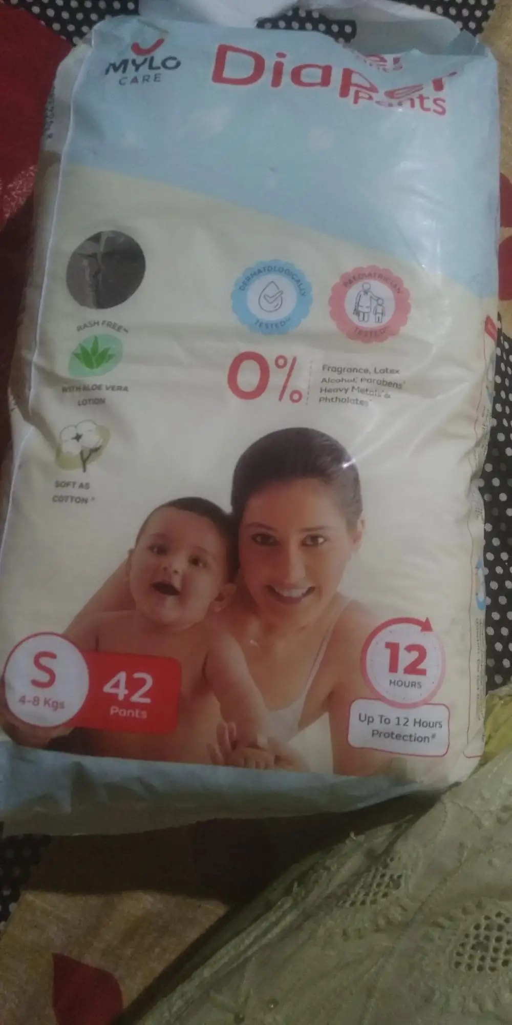 Mylo Baby New Born Diaper Pants | Up to 5Kgs | with Wetness Indicator | 92 Count