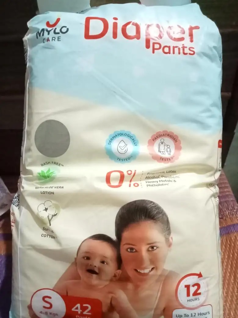 Mylo Baby New Born Diaper Pants | Up to 5Kgs | with Wetness Indicator | 92 Count