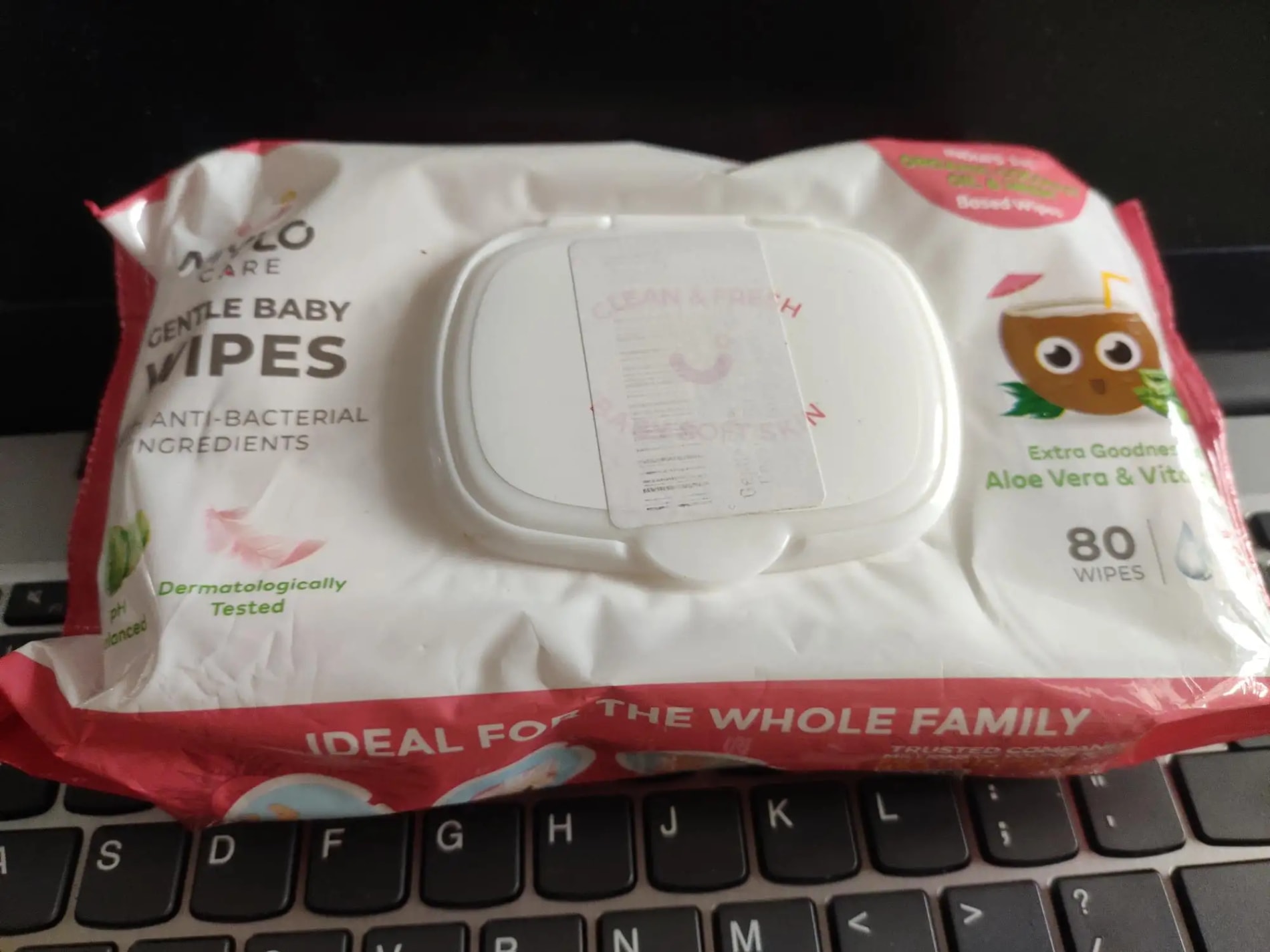 Gentle Baby Wipes With Lid - Organic Coconut Oil, Neem, Aloe Vera and Vitamin E | 98% Pure Water | Dermatologically Tested (Pack of 6) - 72 Wipes Per Pack