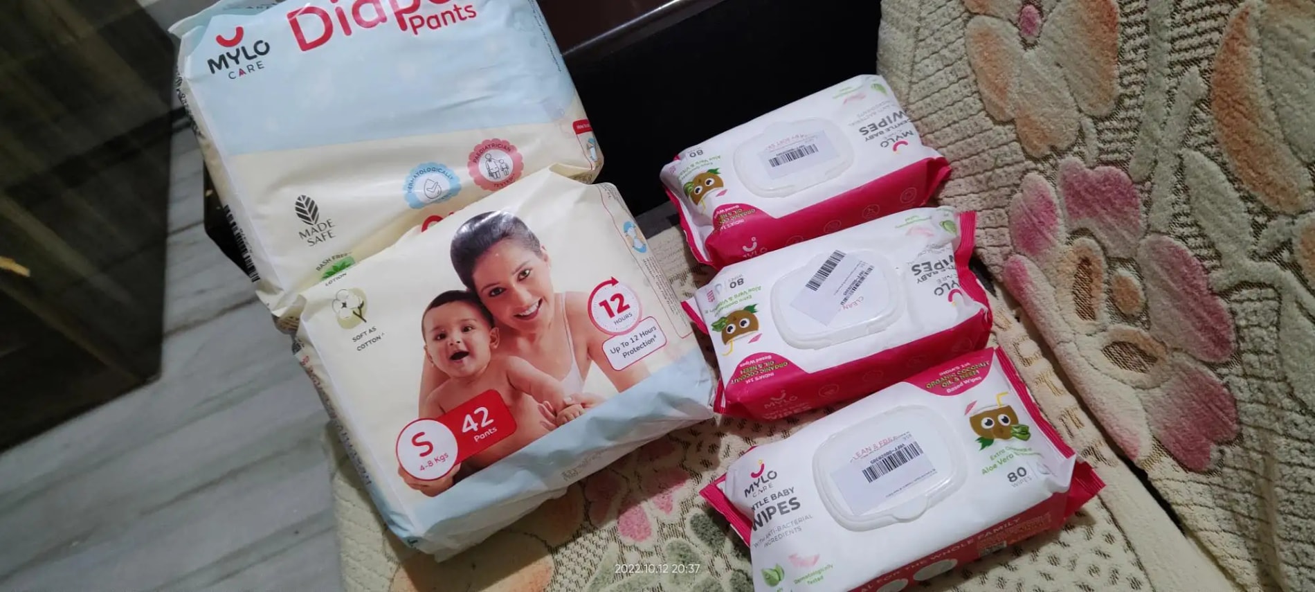 Mylo Baby New Born Diaper Pants | Up to 5Kgs | with Wetness Indicator | 92 Count