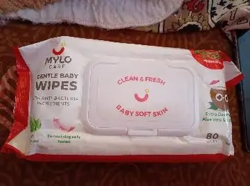 Gentle Baby Wipes With Lid - Organic Coconut Oil, Neem, Aloe Vera and Vitamin E | 98% Pure Water | Dermatologically Tested (Pack of 6) - 72 Wipes Per Pack