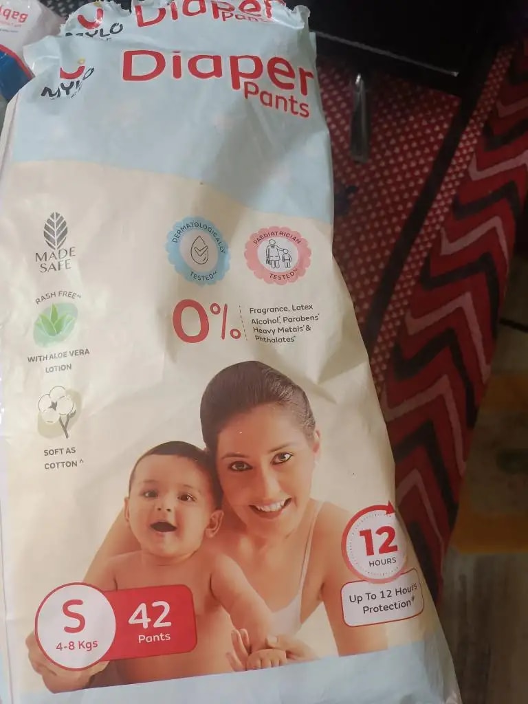 Mylo Baby New Born Diaper Pants | Up to 5Kgs | with Wetness Indicator | 92 Count