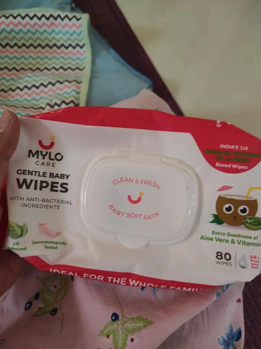 Gentle Baby Wipes With Lid - Organic Coconut Oil, Neem, Aloe Vera and Vitamin E | 98% Pure Water | Dermatologically Tested (Pack of 6) - 72 Wipes Per Pack