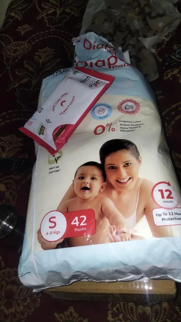 Mylo Baby New Born Diaper Pants | Up to 5Kgs | with Wetness Indicator | 92 Count