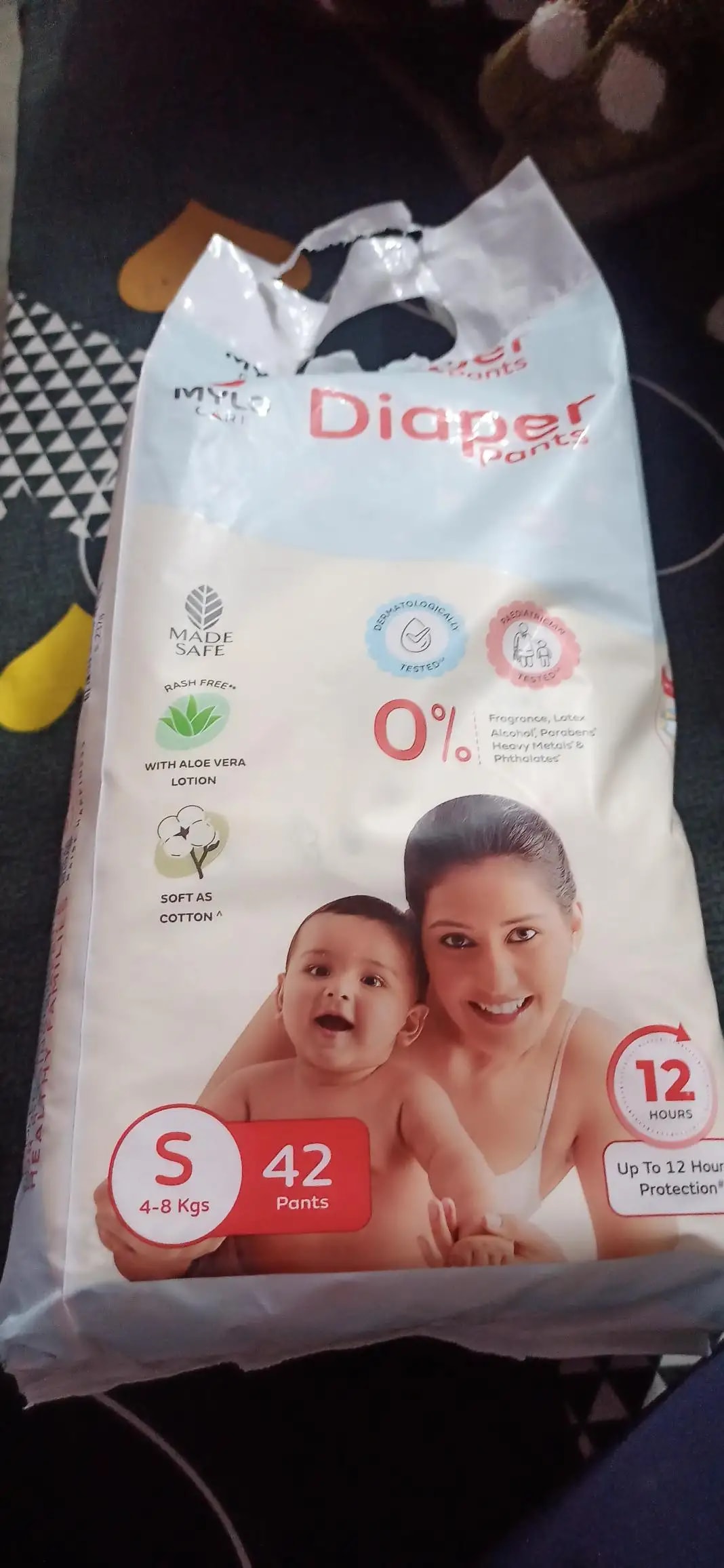 Mylo Baby New Born Diaper Pants | Up to 5Kgs | with Wetness Indicator | 92 Count