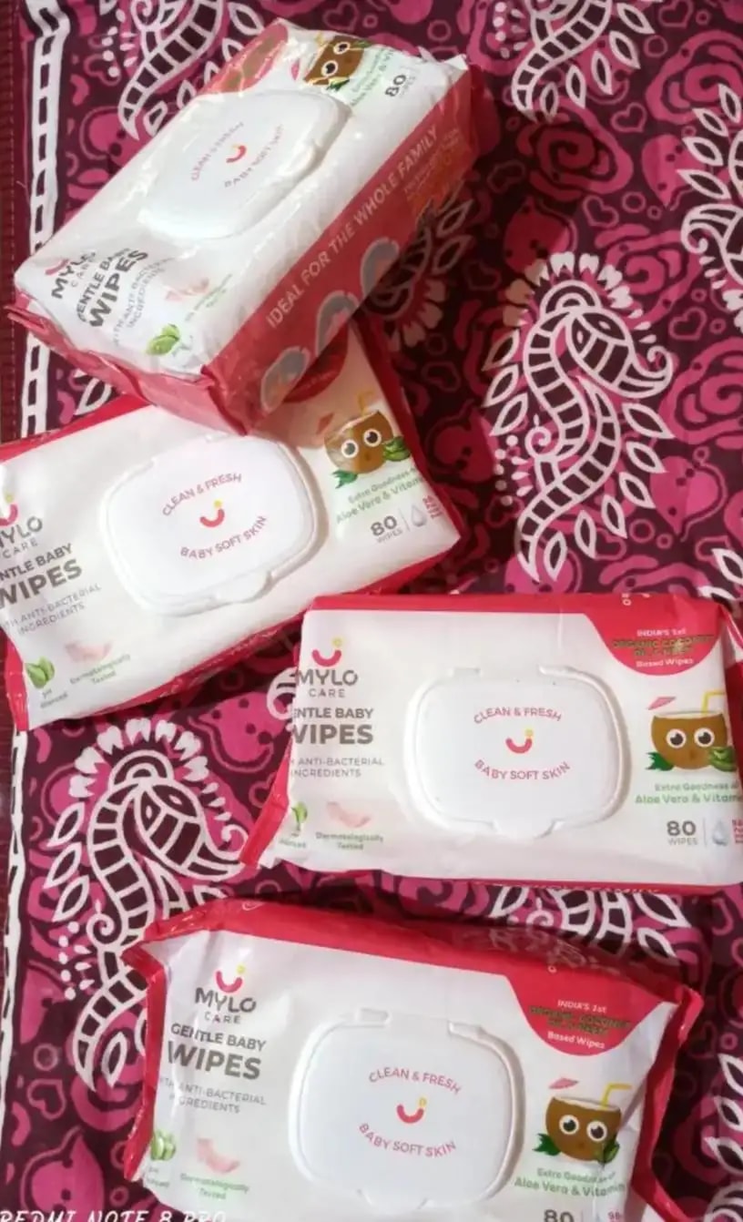 Gentle Baby Wipes With Lid - Organic Coconut Oil, Neem, Aloe Vera and Vitamin E | 98% Pure Water | Dermatologically Tested (Pack of 6) - 72 Wipes Per Pack
