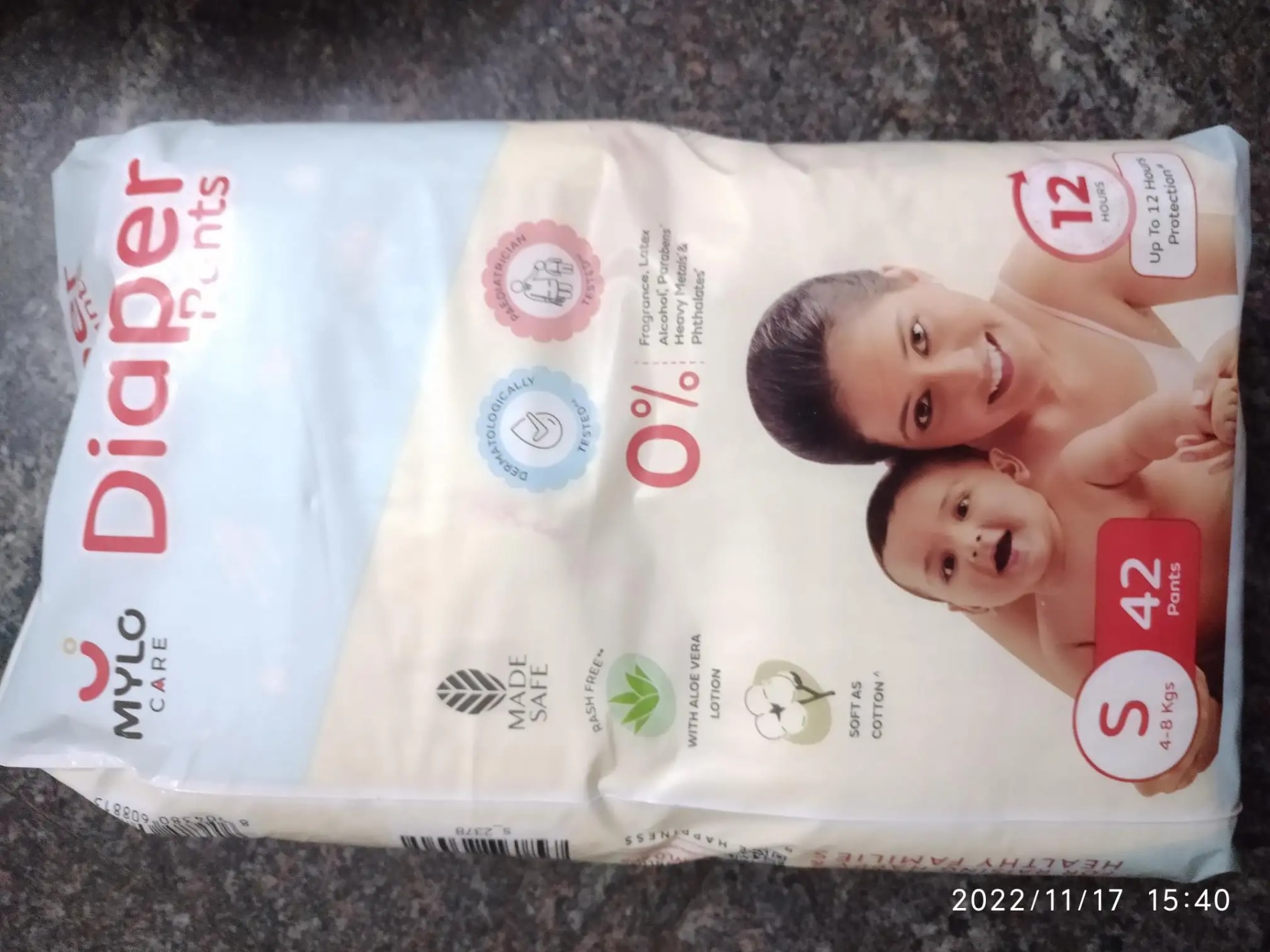 Mylo Baby New Born Diaper Pants | Up to 5Kgs | with Wetness Indicator | 92 Count
