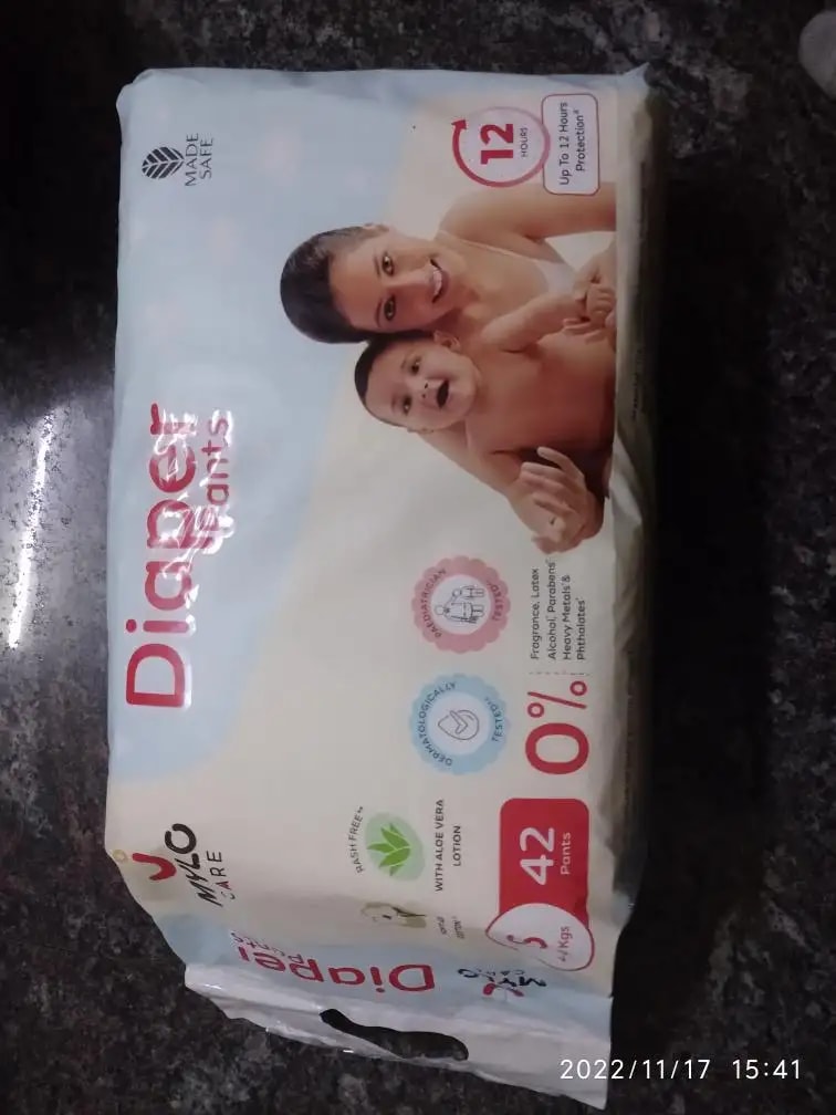 Mylo Baby New Born Diaper Pants | Up to 5Kgs | with Wetness Indicator | 92 Count