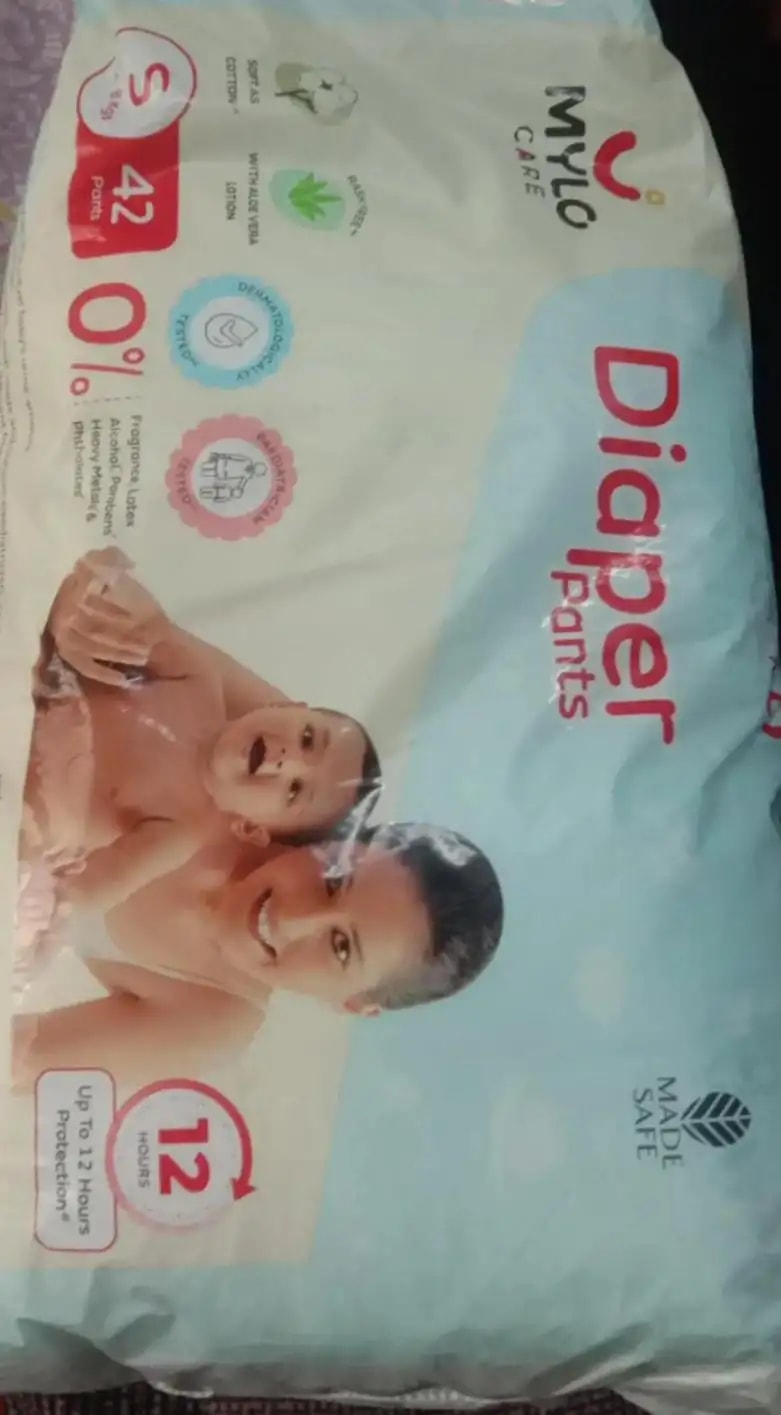 Mylo Baby New Born Diaper Pants | Up to 5Kgs | with Wetness Indicator | 92 Count