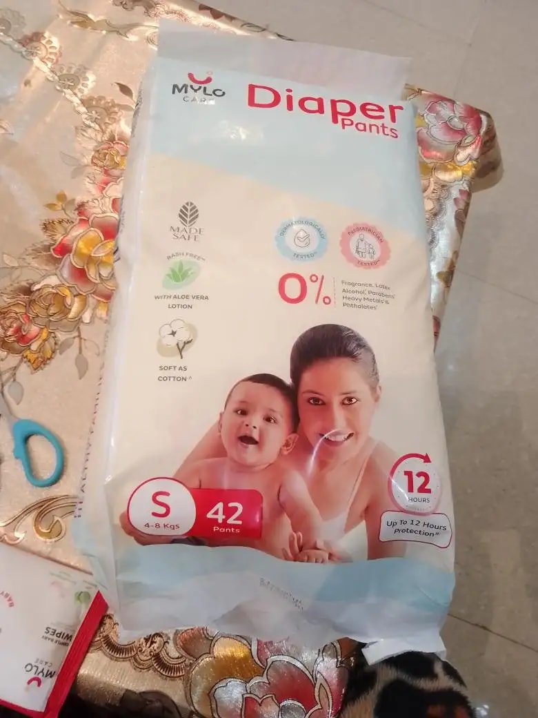 Mylo Baby New Born Diaper Pants | Up to 5Kgs | with Wetness Indicator | 92 Count