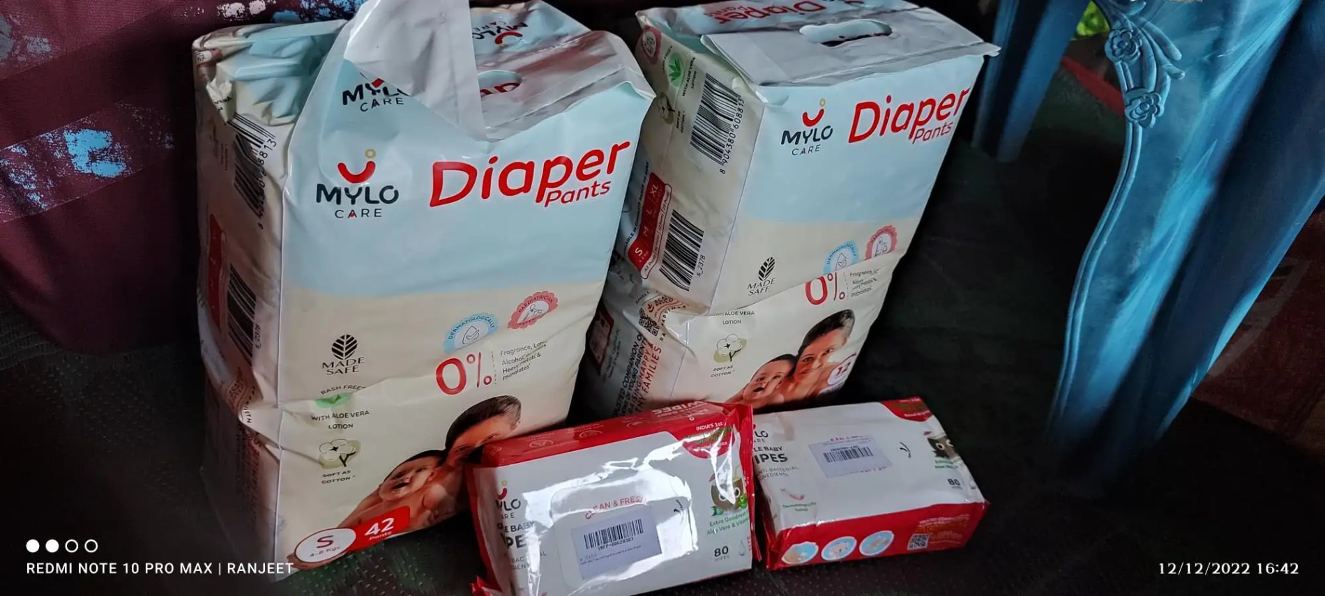 Monthly Diapering Super Saver Combo - Baby Diaper Pants Small (S) - (84 count) + Baby Wipes (Pack of 2)