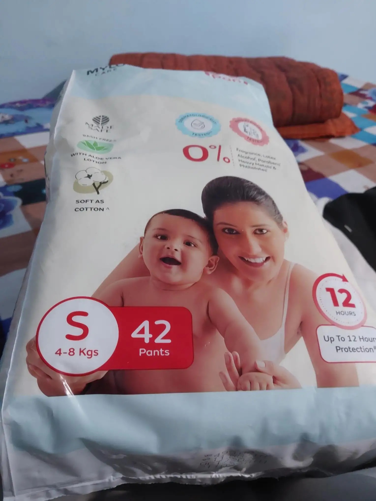 Mylo Baby New Born Diaper Pants | Up to 5Kgs | with Wetness Indicator | 92 Count
