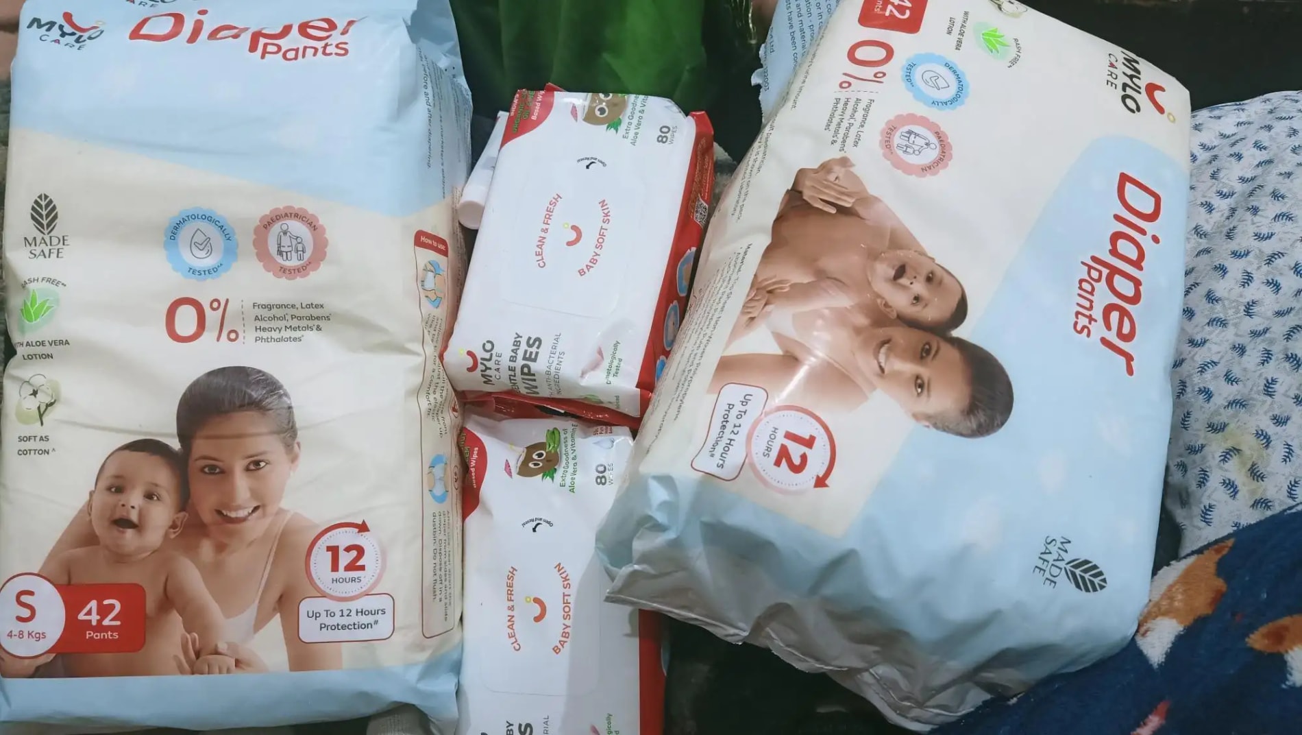 Monthly Diapering Super Saver Combo - Baby Diaper Pants Small (S) - (84 count) + Baby Wipes (Pack of 2)
